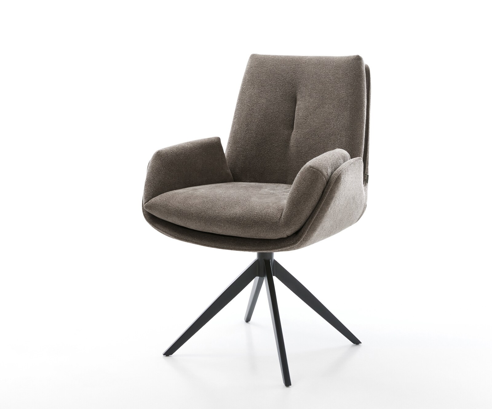 Drehstuhl Clea-Flex Strukturstoff Soft Taupe Kreuzgestell breit Schwarz 360° drehbar Wippfunktion