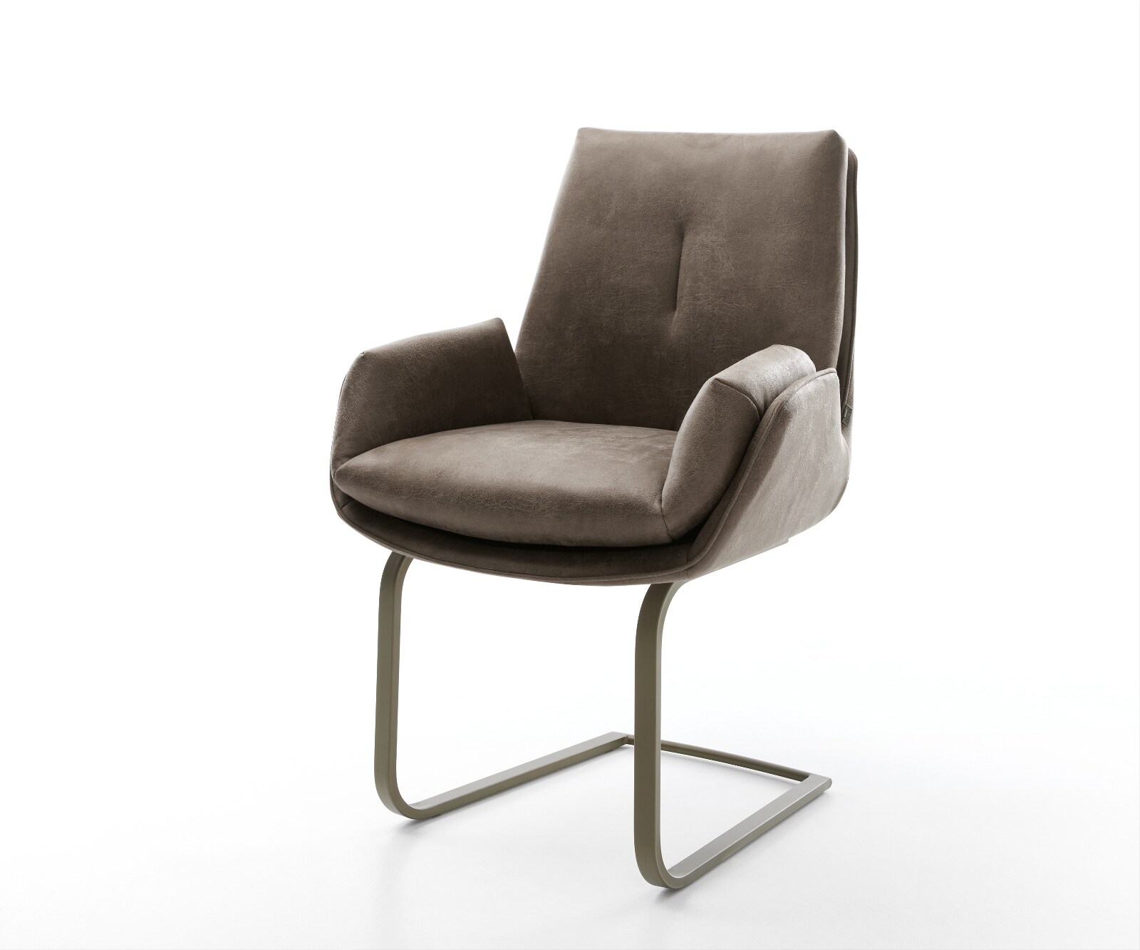 Freischwinger Clea-Flex Mikrofaser Taupe Vintage Freischwinger flach Effektfinish Titan 1