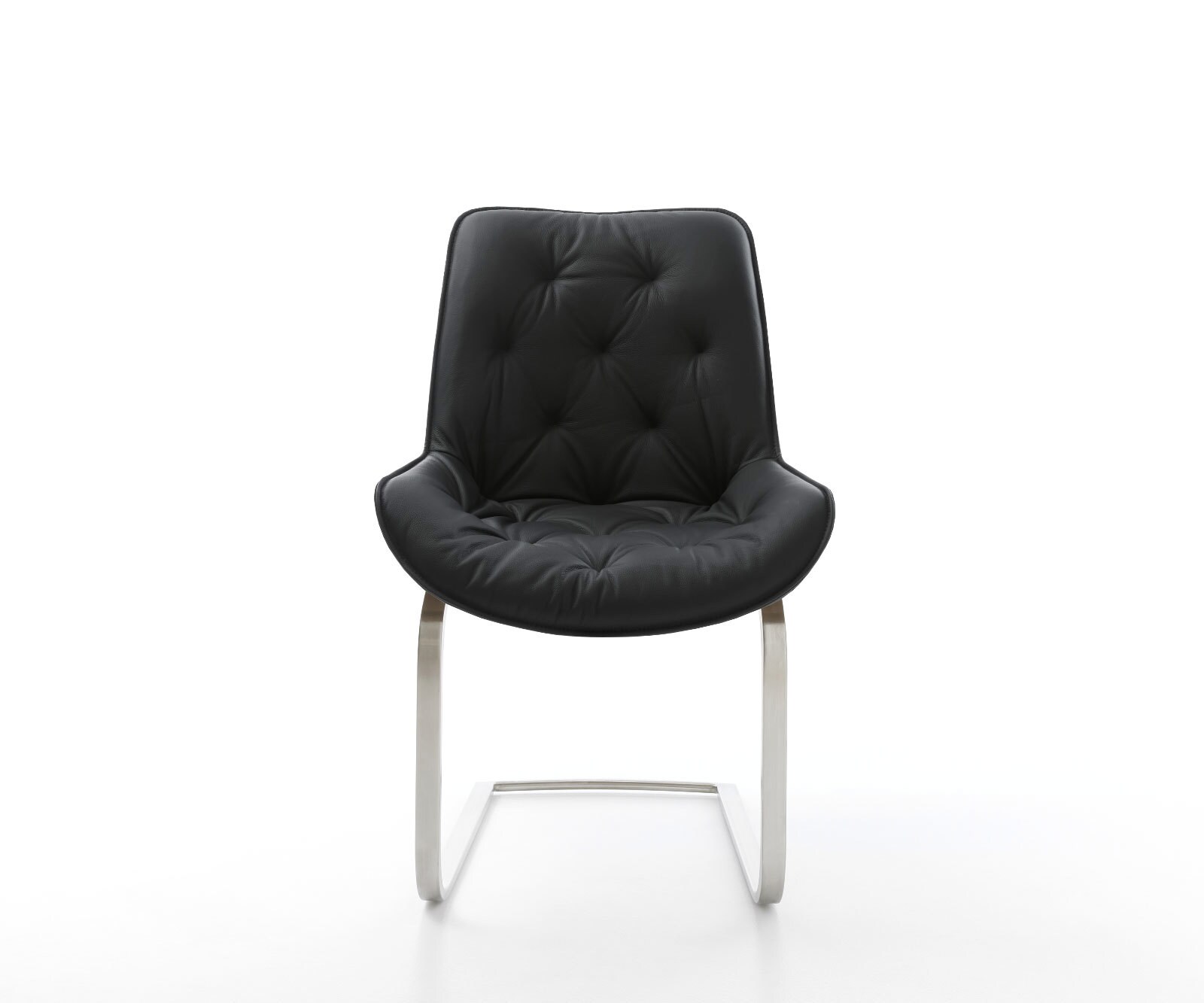 Freischwinger Taimi-Flex Echt-Leder Schwarz Freischwinger flach Edelstahl 1