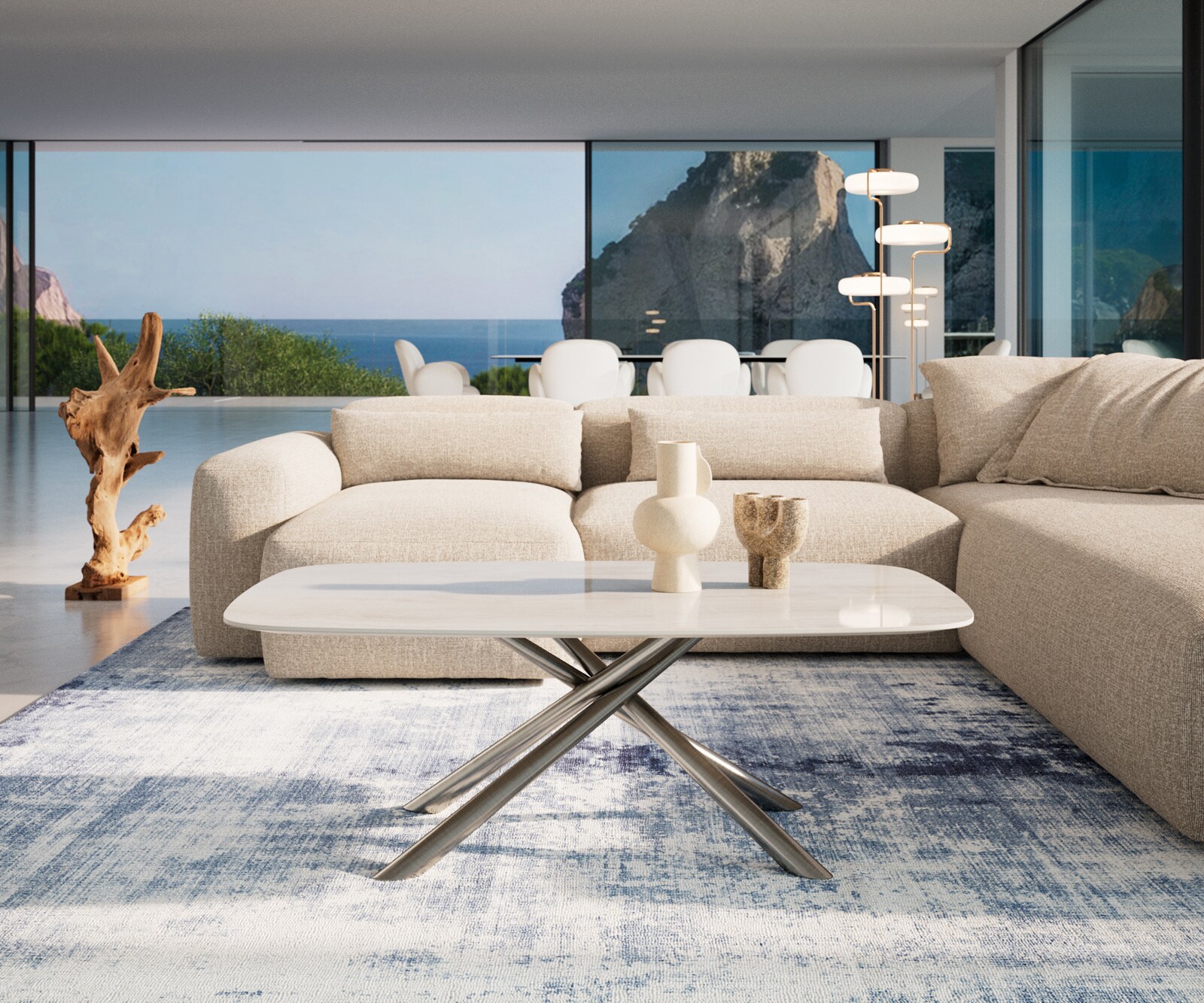 Couchtisch Edge Boot 120x70 cm Keramik Onyx Champagne Sarity Edelstahl gebürstet 2