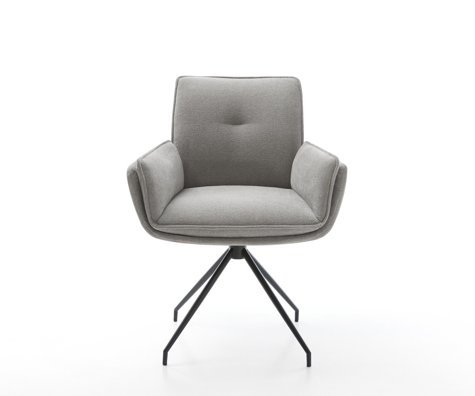Esszimmerstuhl Nela-Flex Strukturstoff Soft Grau Kreuzgestell konisch Schwarz 1