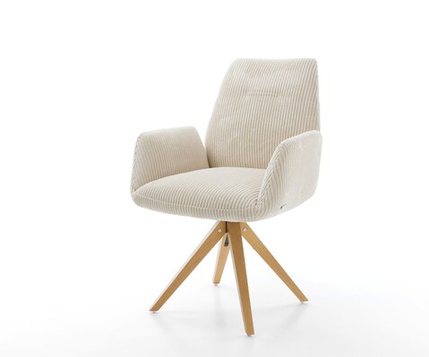 Esszimmerstuhl Zoa-Flex Cord Beige Holzgestell kantig Natur 360° drehbar Taschenfederkern