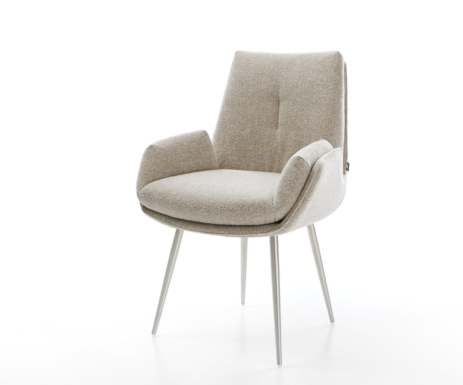 Esszimmerstuhl Clea-Flex Webstoff Soft Beige 4-Fuß konisch Edelstahl günstig online kaufen