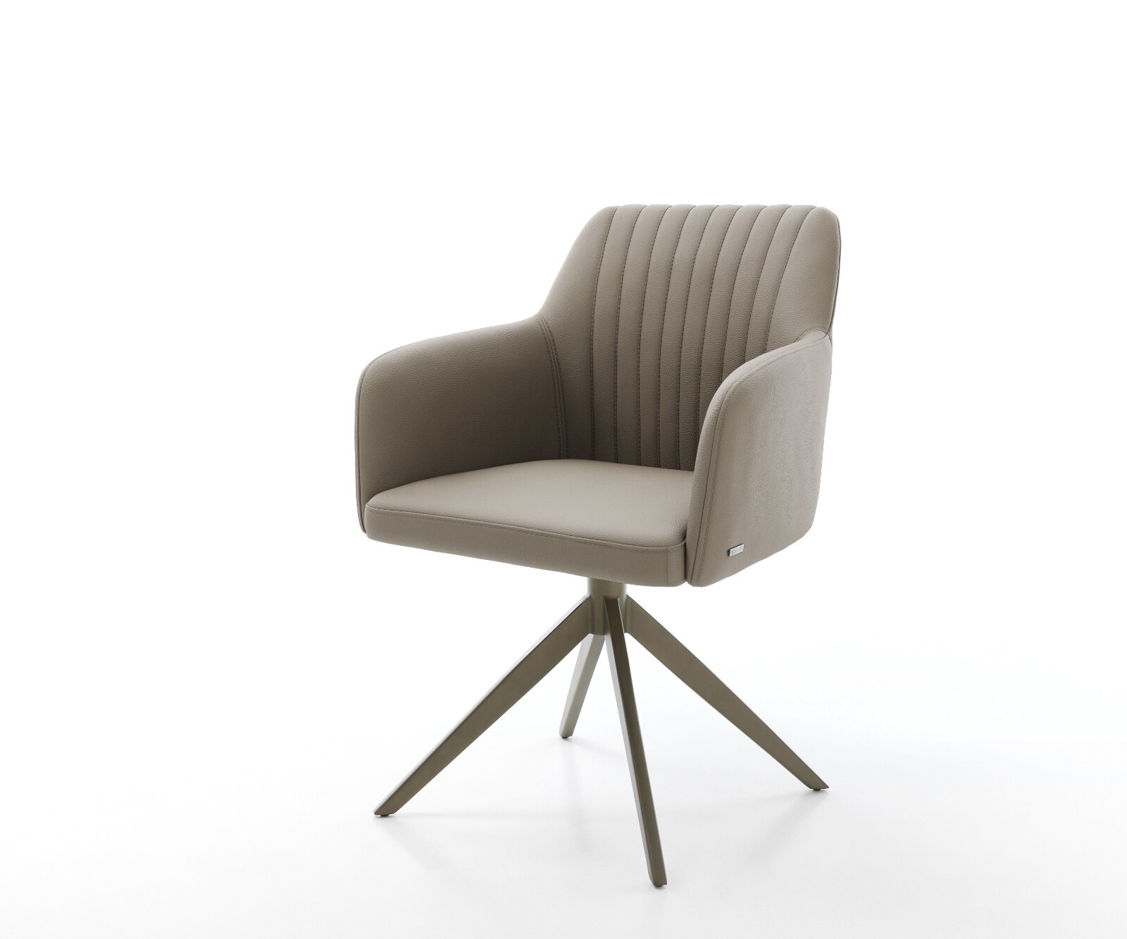 Drehstuhl Greg-Flex Echt-Leder Schlamm Kreuzgestell breit Effektfinish Titan 360° drehbar Wippfunktion Taschenfederkern 1