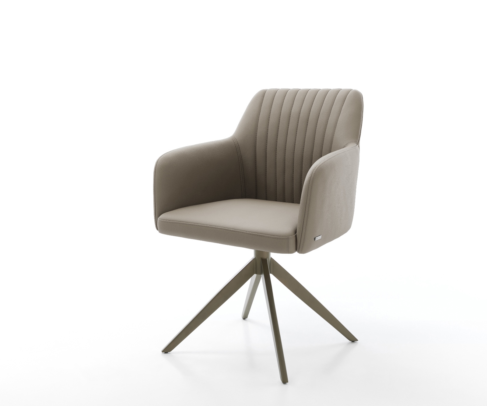 Drehstuhl Greg-Flex Echt-Leder Schlamm Kreuzgestell breit Effektfinish Titan 360° drehbar Wippfunktion Taschenfederkern