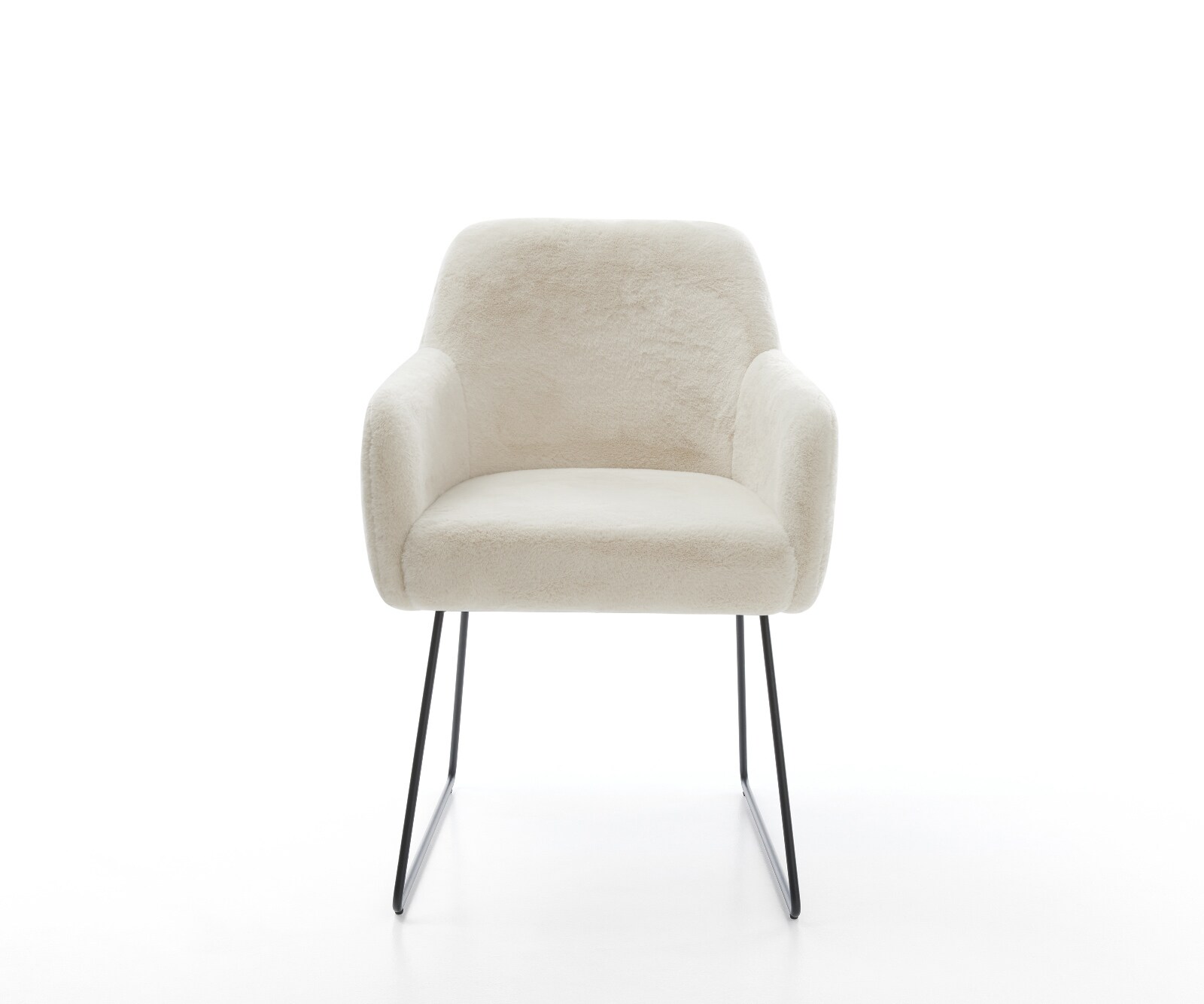 Esszimmerstuhl Greg-Flex Plüsch Creme-Weiß Kufengestell Schwarz Taschenfederkern 2