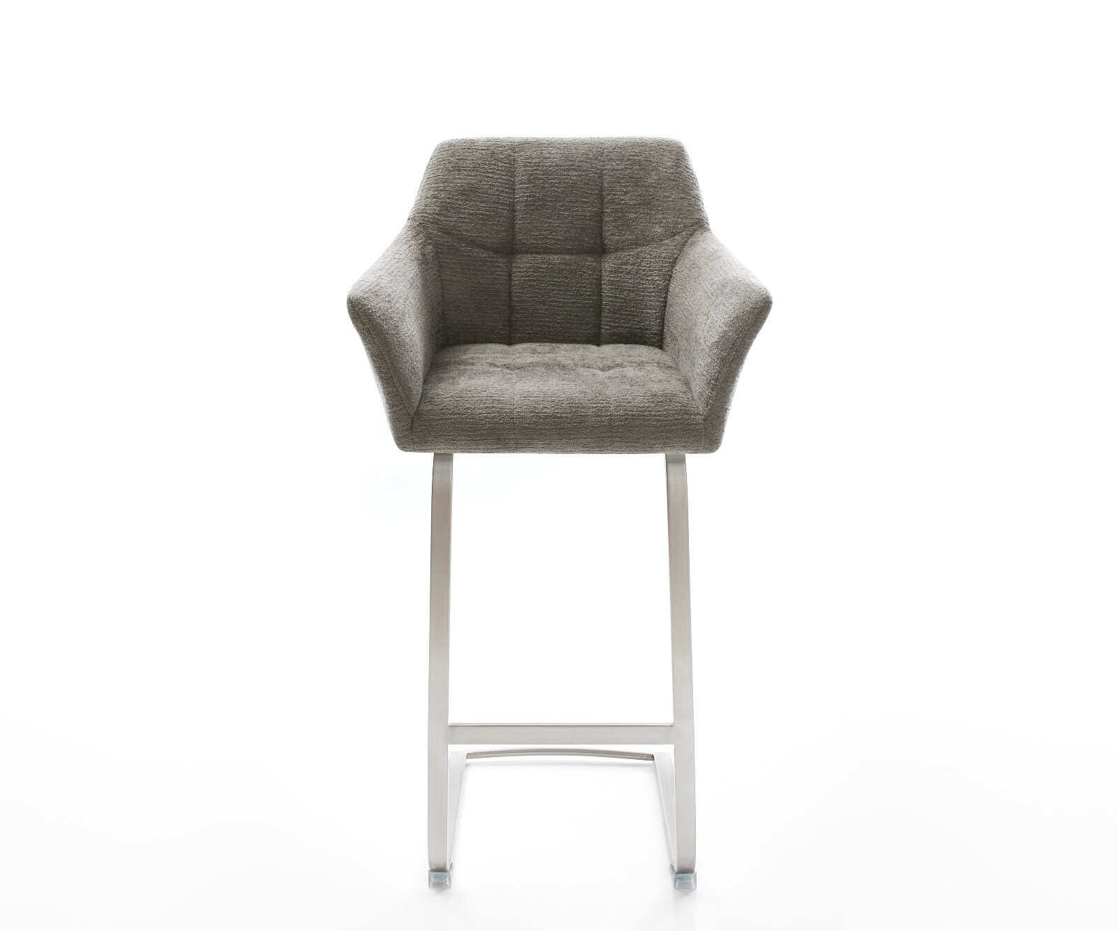 Barstuhl Yulo-Flex Bouclé Soft Schlamm Freischwinger Flach Edelstahl Silberfarben 2