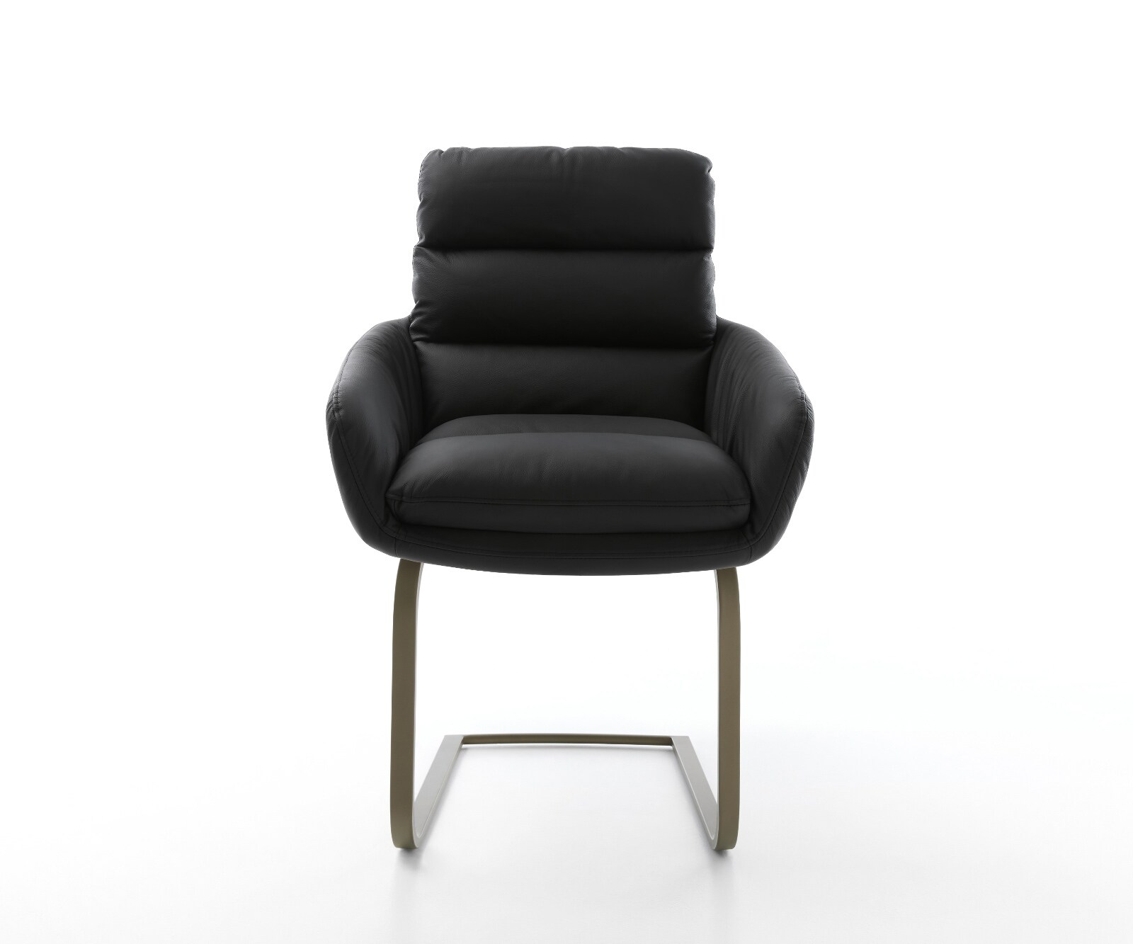 Freischwinger Abelia-Flex mit Armlehnen Echt-Leder Schwarz Freischwinger flach Effektfinish Titan 2