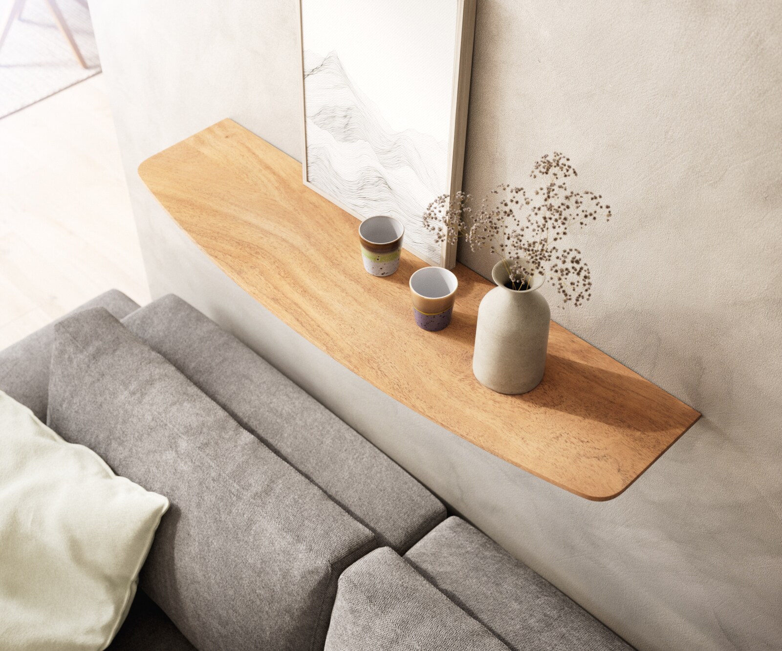 Wandregal Edge 100 cm Akazie Natur Schweizer Kante Massiv 3 Wandregal Edge 100 cm Akazie Natur Schweizer Kante Massiv 3