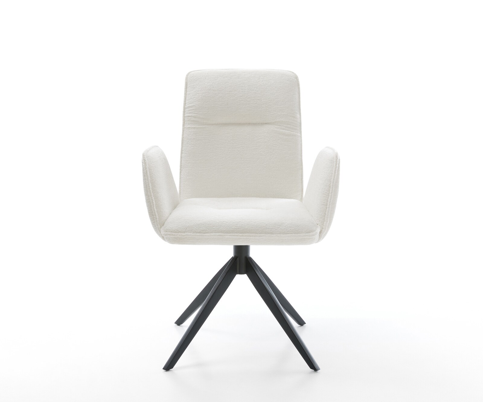 Drehstuhl Vinja-Flex Bouclé Soft Beige Kreuzgestell breit Schwarz 360° drehbar Wippfunktion 1