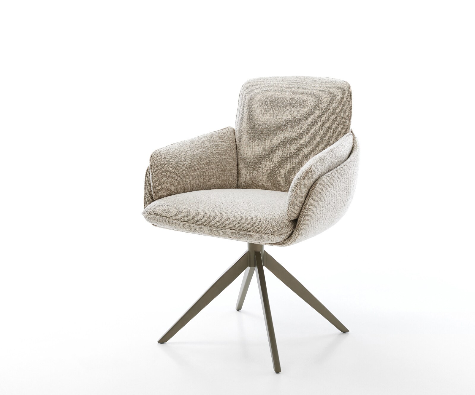 Drehstuhl Luan-Flex mit Armlehnen Webstoff Soft Beige Kreuzgestell breit Effektfinish Titan 360° drehbar Wippfunktion
