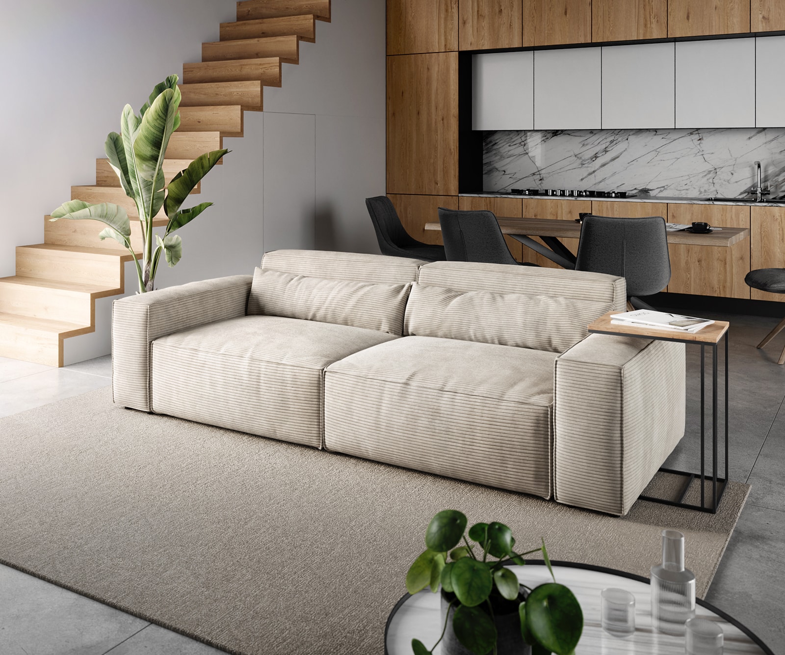 Big-Sofa Sirpio 230x95 cm Cord Beige Big-Sofa Sirpio 230x95 cm Cord Beige