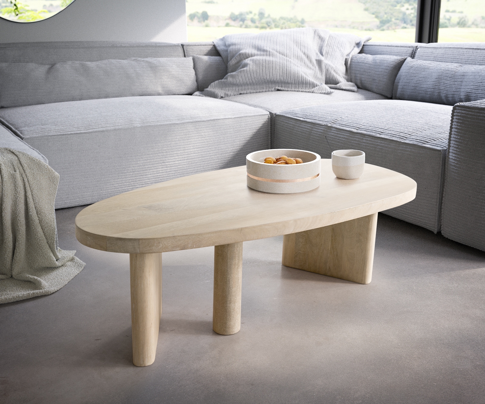 Couchtisch Wido 110x50 cm Mango White Wash Couchtisch Wido 110x50 cm Mango White Wash
