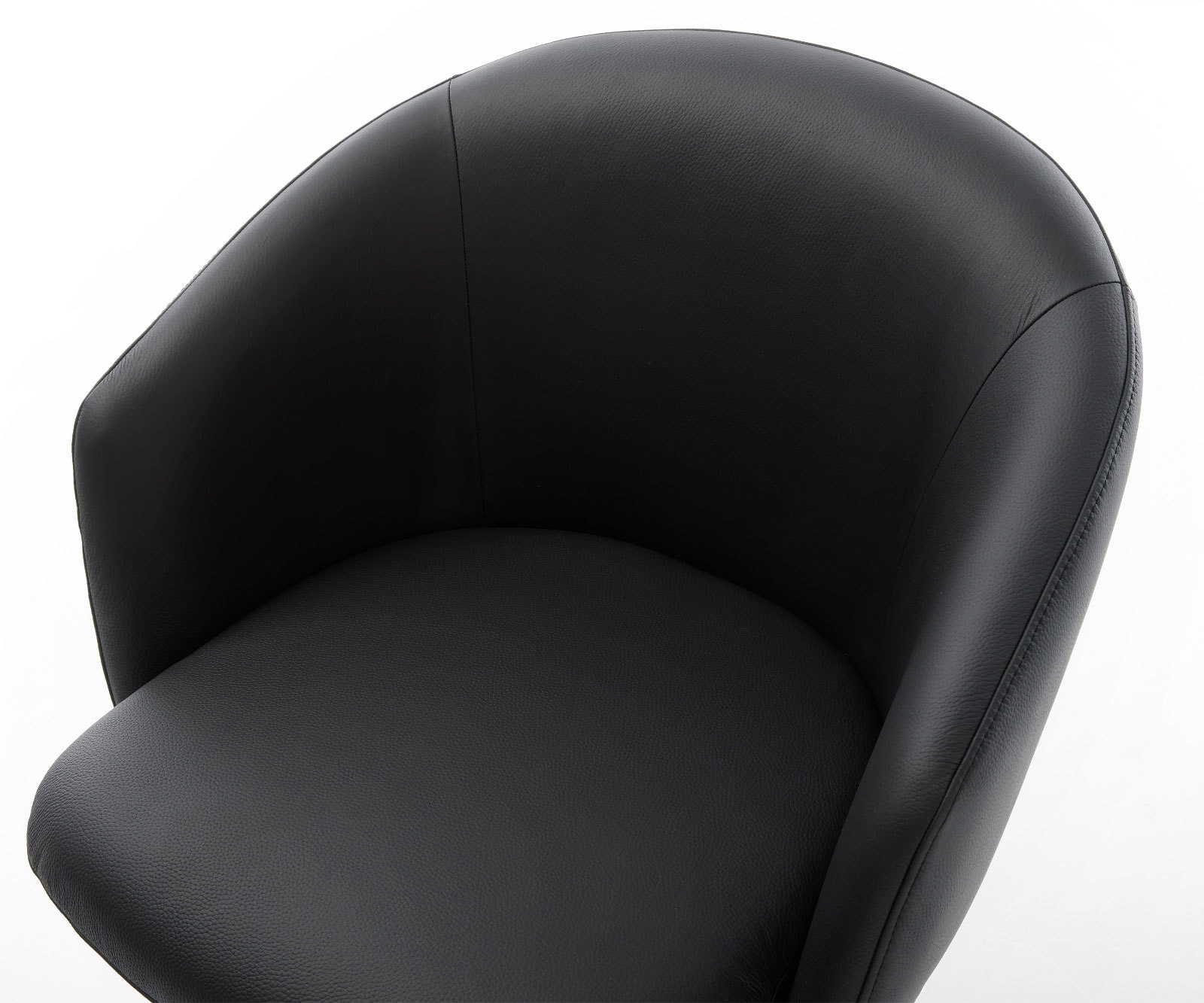 Drehstuhl Caja-Flex mit Armlehnen Echt-Leder Schwarz Kreuzgestell breit Effektfinish Titan 360° drehbar Wippfunktion Taschenfederkern 3