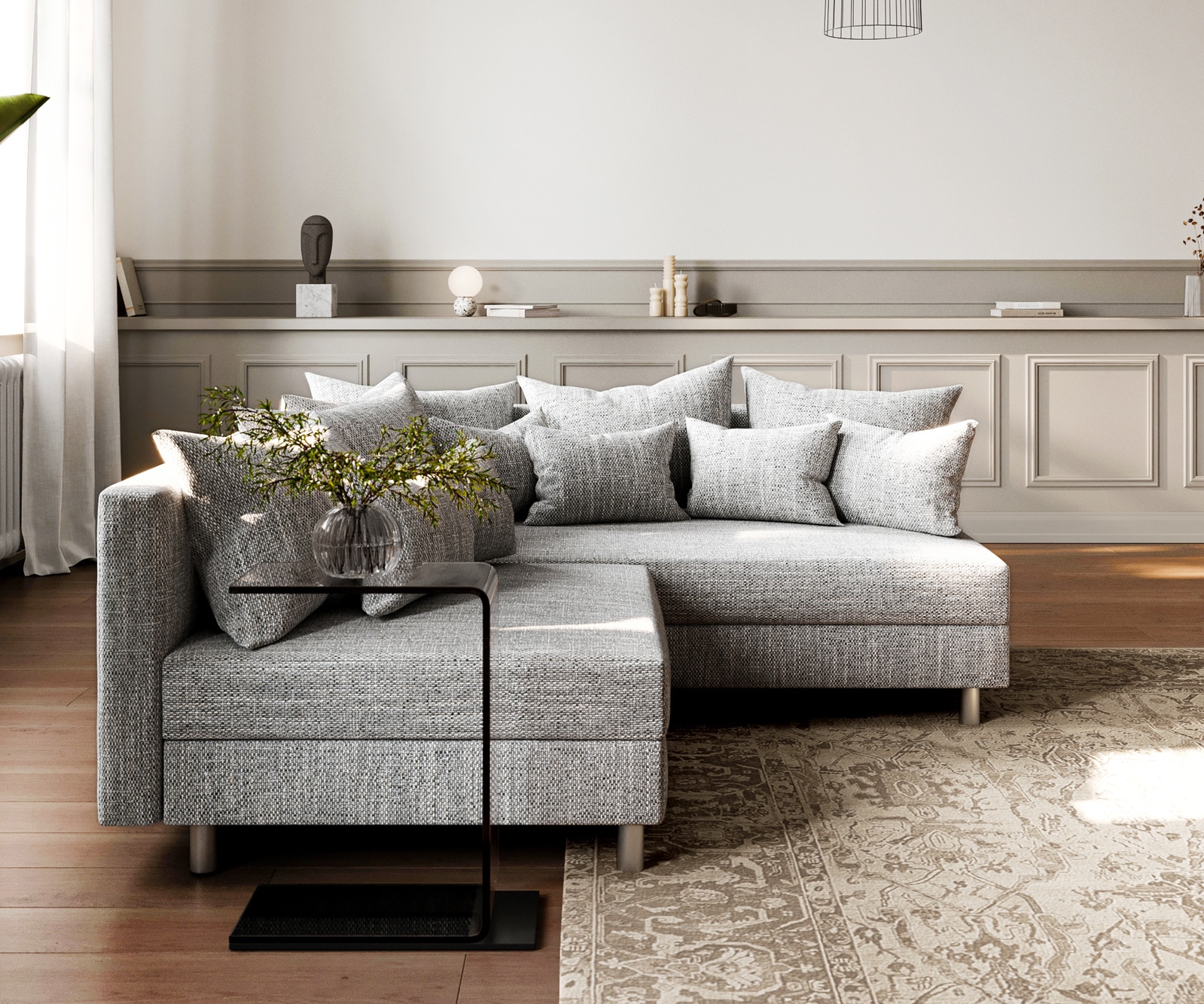 Ecksofa Clovis Hellgrau Strukturstoff Ottomane Rechts Modulsofa 1 Ecksofa Clovis Hellgrau Strukturstoff Ottomane Rechts Modulsofa 1