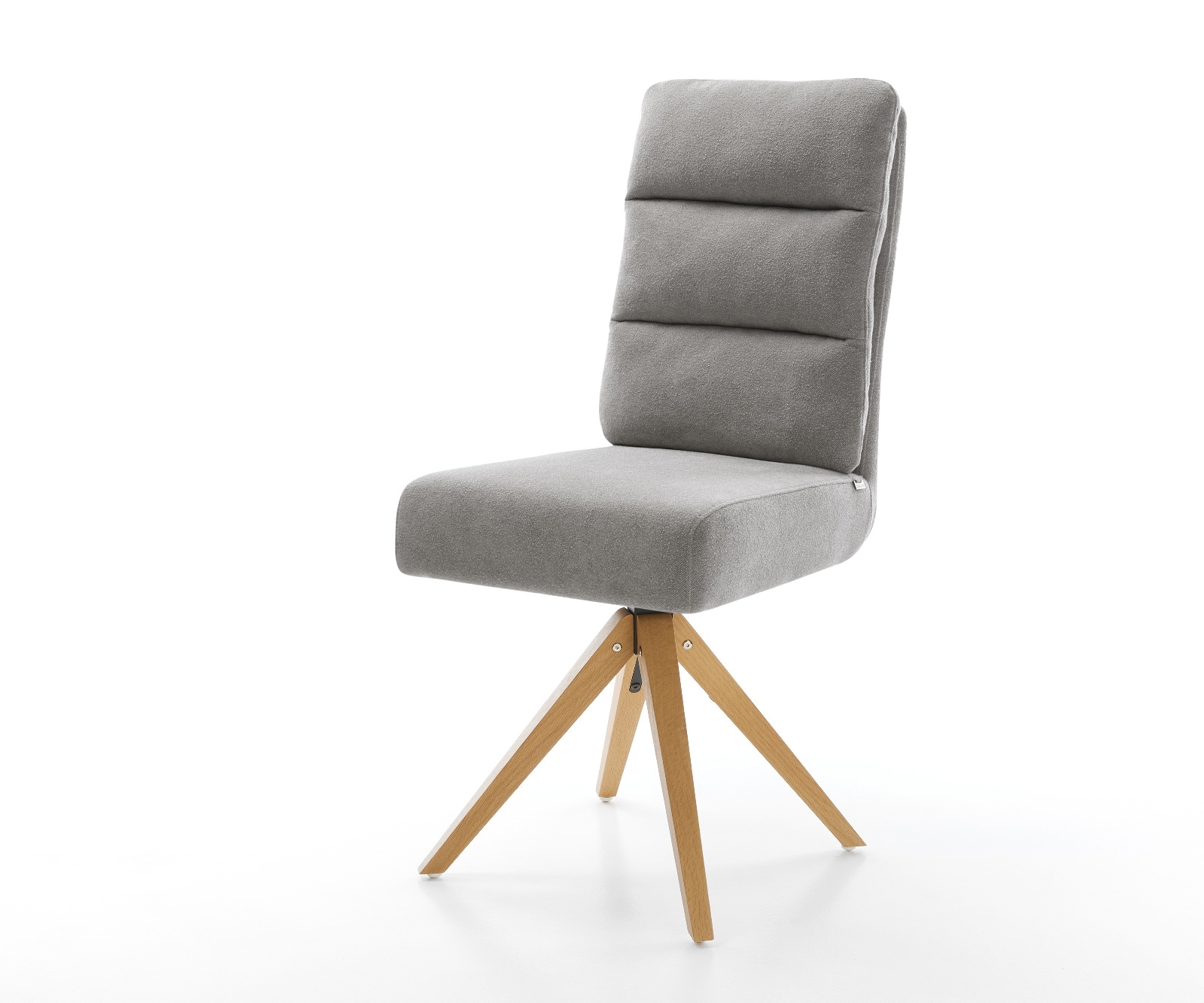 Drehstuhl Pela-Flex Strukturstoff Soft Grau Holzgestell kantig Natur 360° drehbar Taschenfederkern