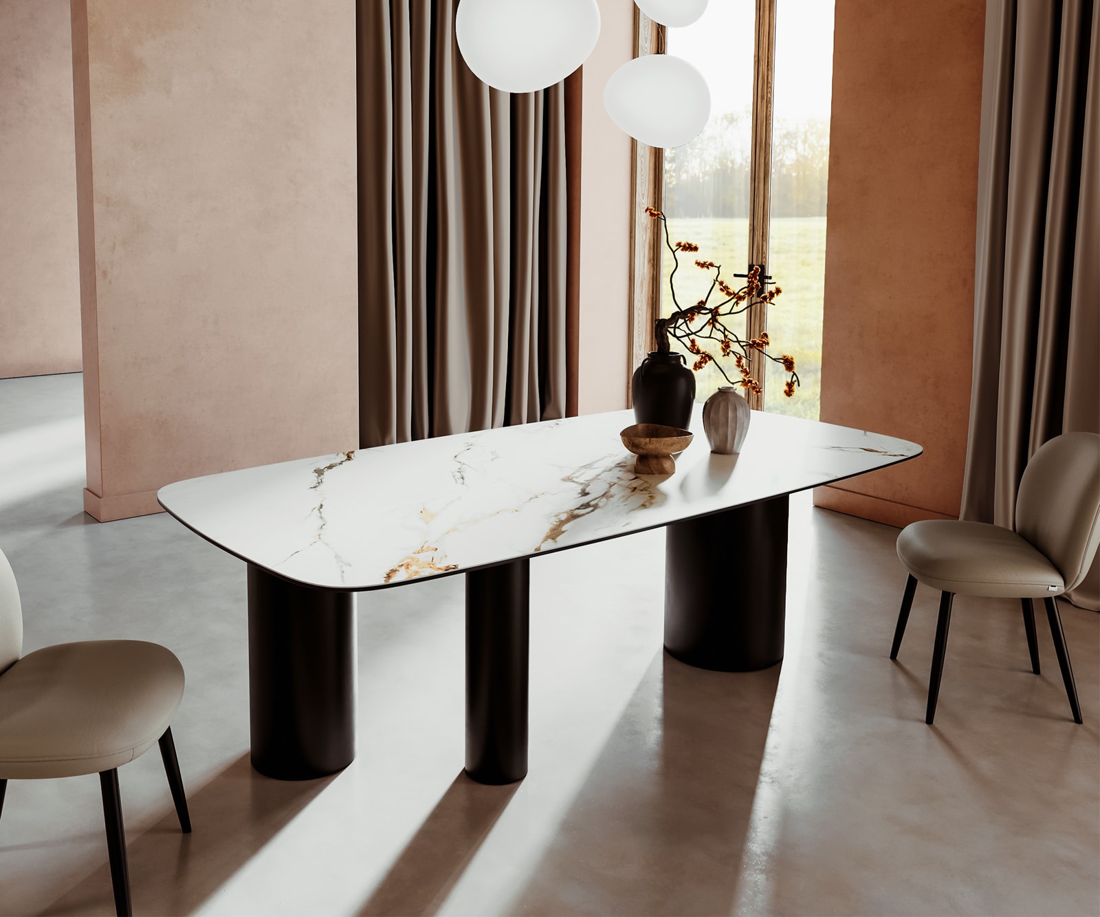 Esstisch Edge Boot 240x120 Keramik Calacatta Luxe Weiß-Gold-Grau Troa Metall Schwarz 1 Esstisch Edge Boot 240x120 Keramik Calacatta Luxe Weiß-Gold-Grau Troa Metall Schwarz 1