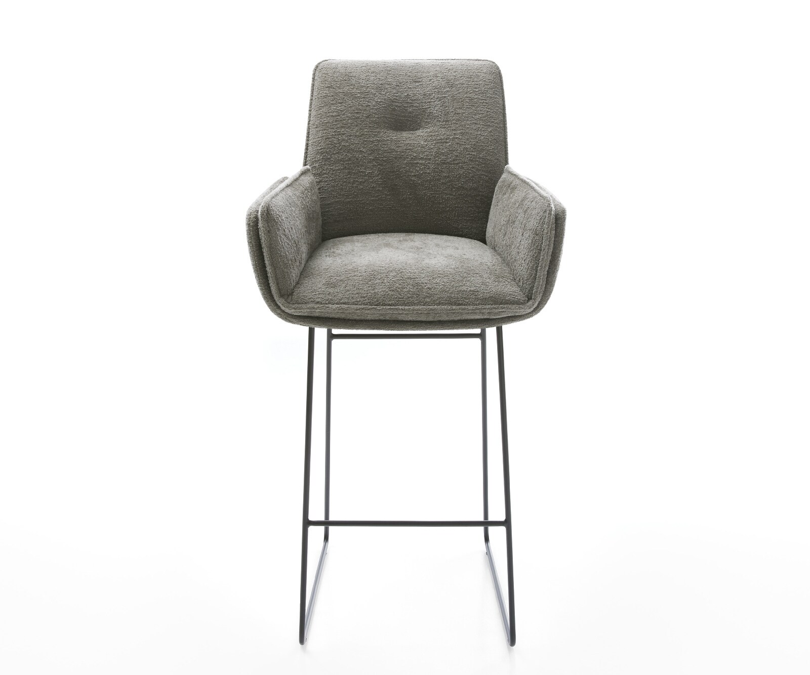 Barstuhl Nela-Flex Bouclé Soft Schlamm Kufengestell Metall Schwarz 2