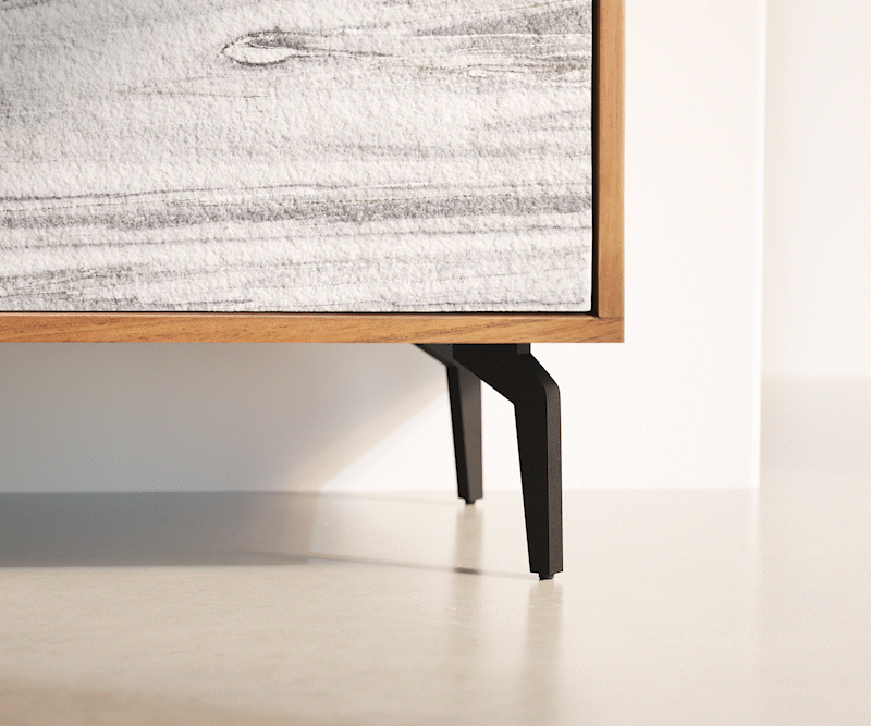 Sideboard Kleo 175 cm Akazie Natur 4 Türen Winkelfuß Metall Schwarz 6
