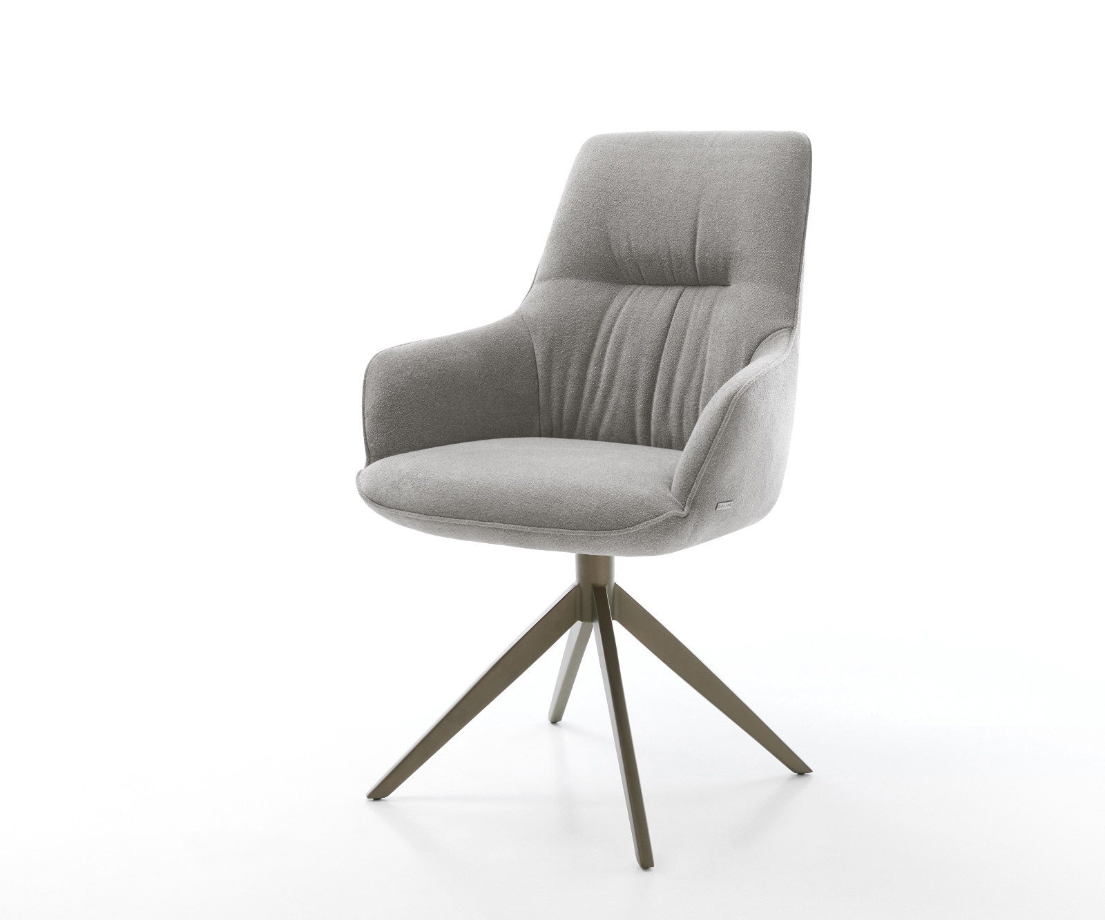 Drehstuhl Zelia-Flex mit Armlehnen Strukturstoff Soft Grau Kreuzgestell breit Effektfinish Titan 360° drehbar Wippfunktion Taschenfederkern