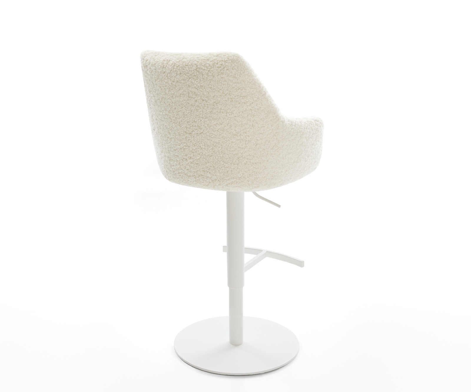 Barstuhl Alja-Flex Teddystoff Beige Drehfuß höhenverstellbar Metall Weiß Taschenfederkern 5