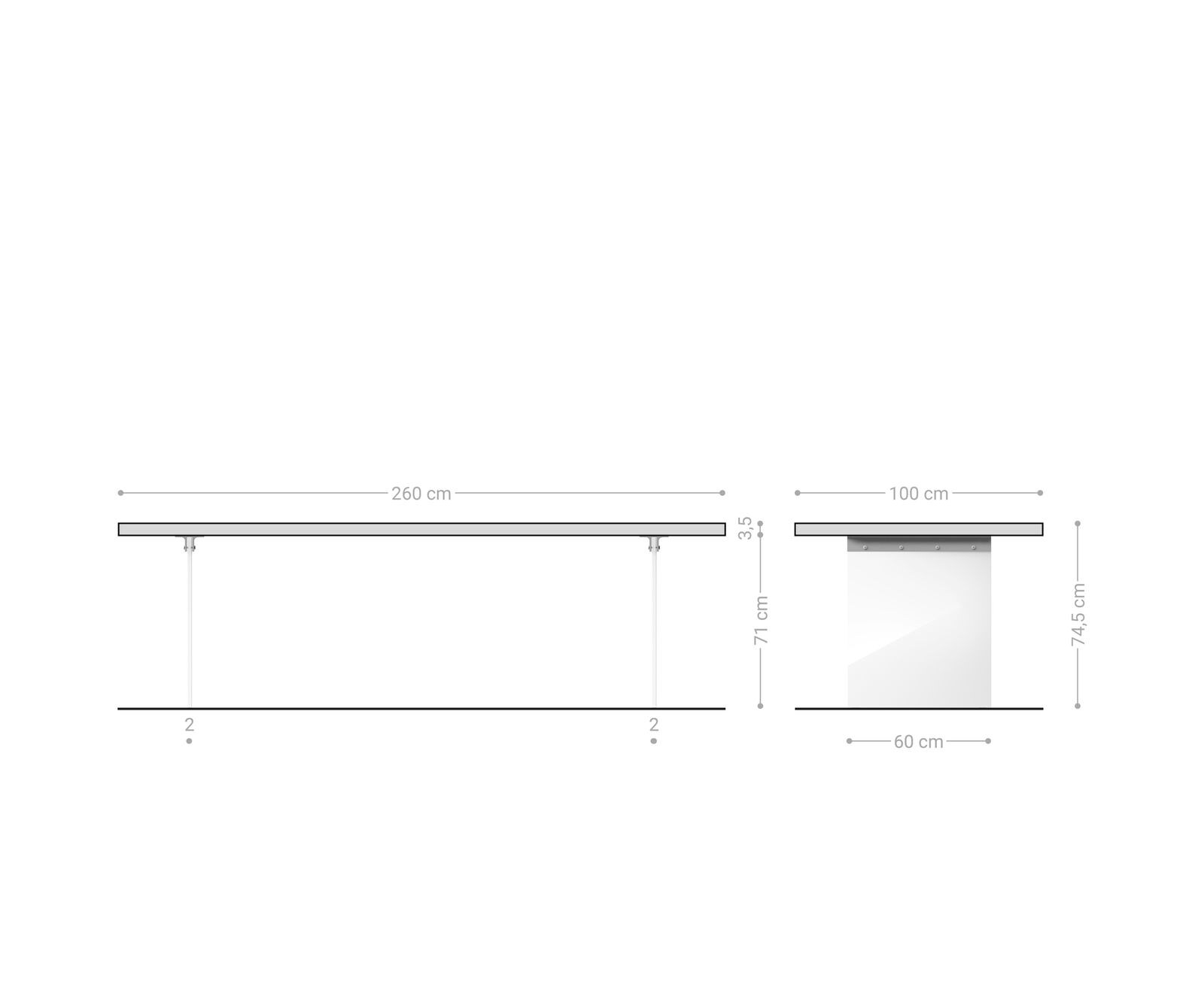Esstisch Edge 260x100 Akazie Platin Glas Live-Edge 8