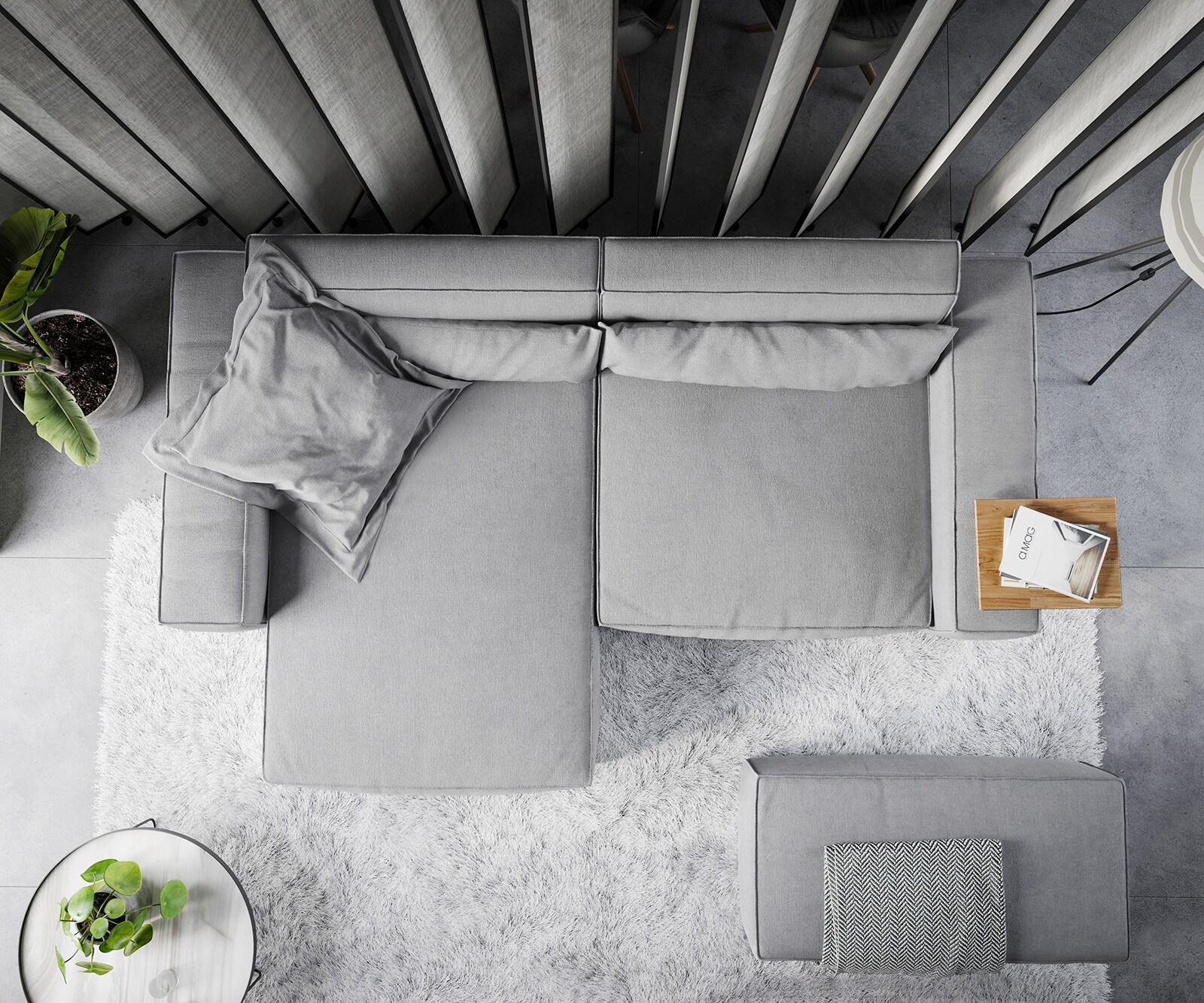 Ecksofa Sirpio XL 270x170 cm Mikrofaser Grau Recamiere variabel mit Hocker 5