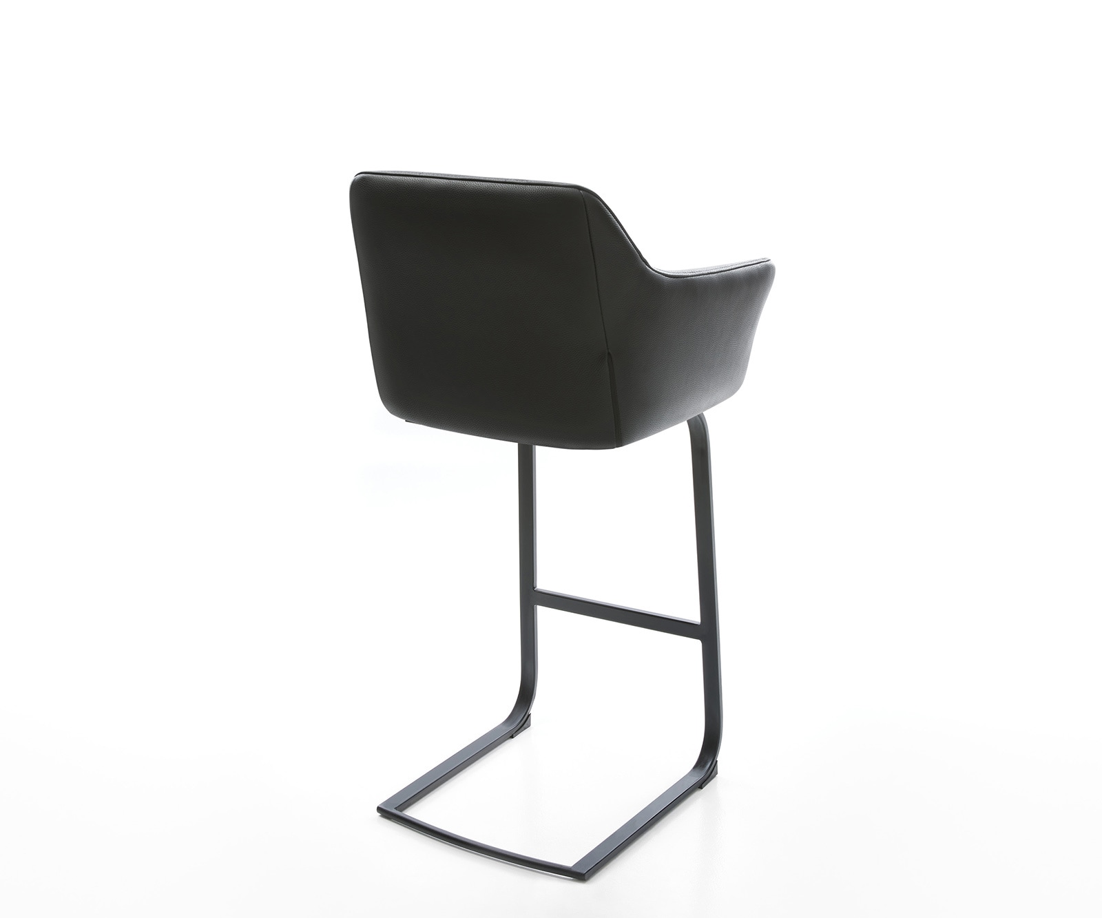 Barstuhl Yulo-Flex Echt-Leder Schwarz Freischwinger flach Metall 4