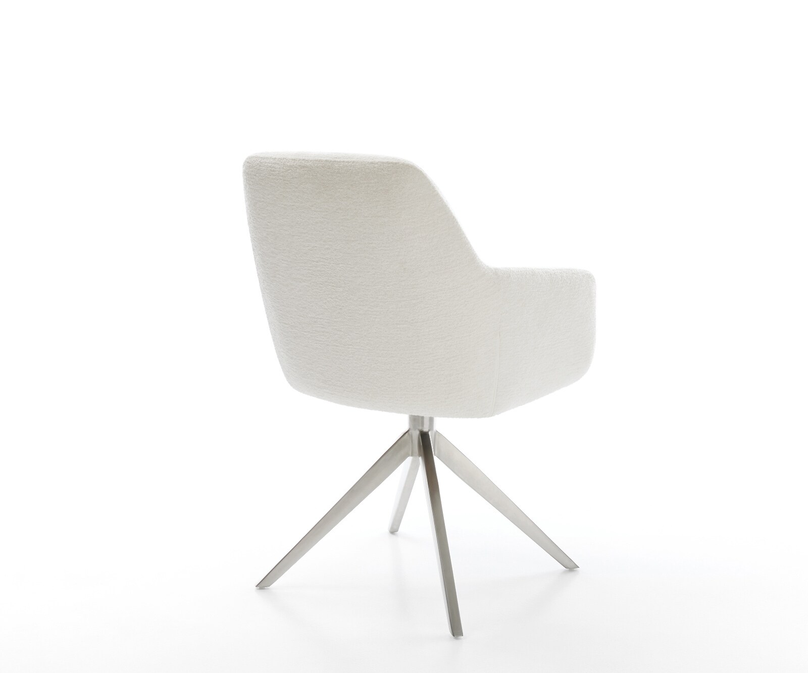 Drehstuhl Pejo-Flex Bouclé Soft Beige Kreuzgestell breit Edelstahl 360° drehbar Wippfunktion Taschenfederkern 5