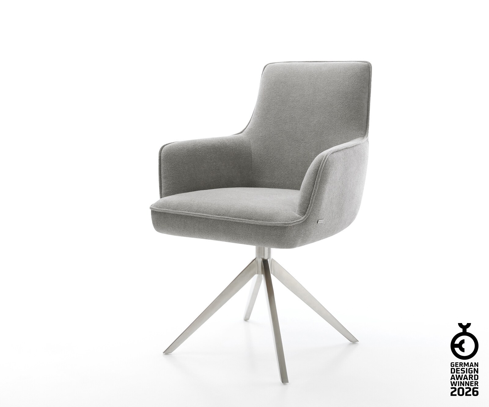 Drehstuhl Heira-Flex mit Armlehnen Strukturstoff Soft Grau Kreuzgestell bre günstig online kaufen