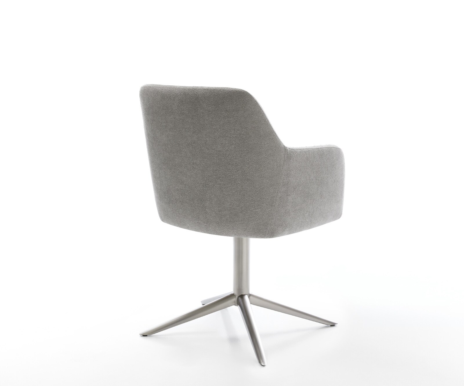 Drehstuhl Greg-Flex Strukturstoff Soft Grau Fußkreuz Edelstahl 360° drehbar Wippfunktion Taschenfederkern 5