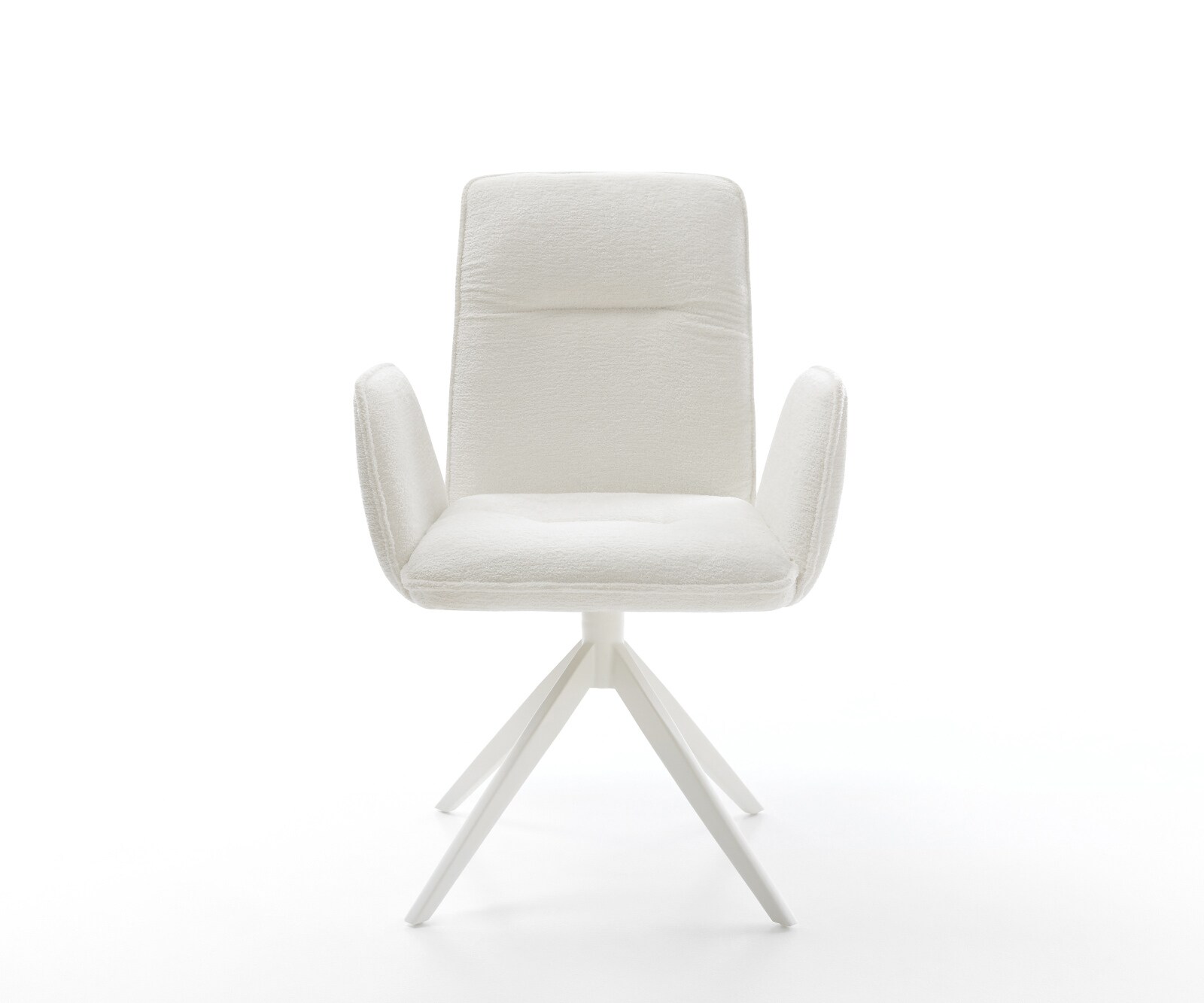 Drehstuhl Vinja-Flex Bouclé Soft Beige Kreuzgestell breit Weiß 360° drehbar Wippfunktion 1