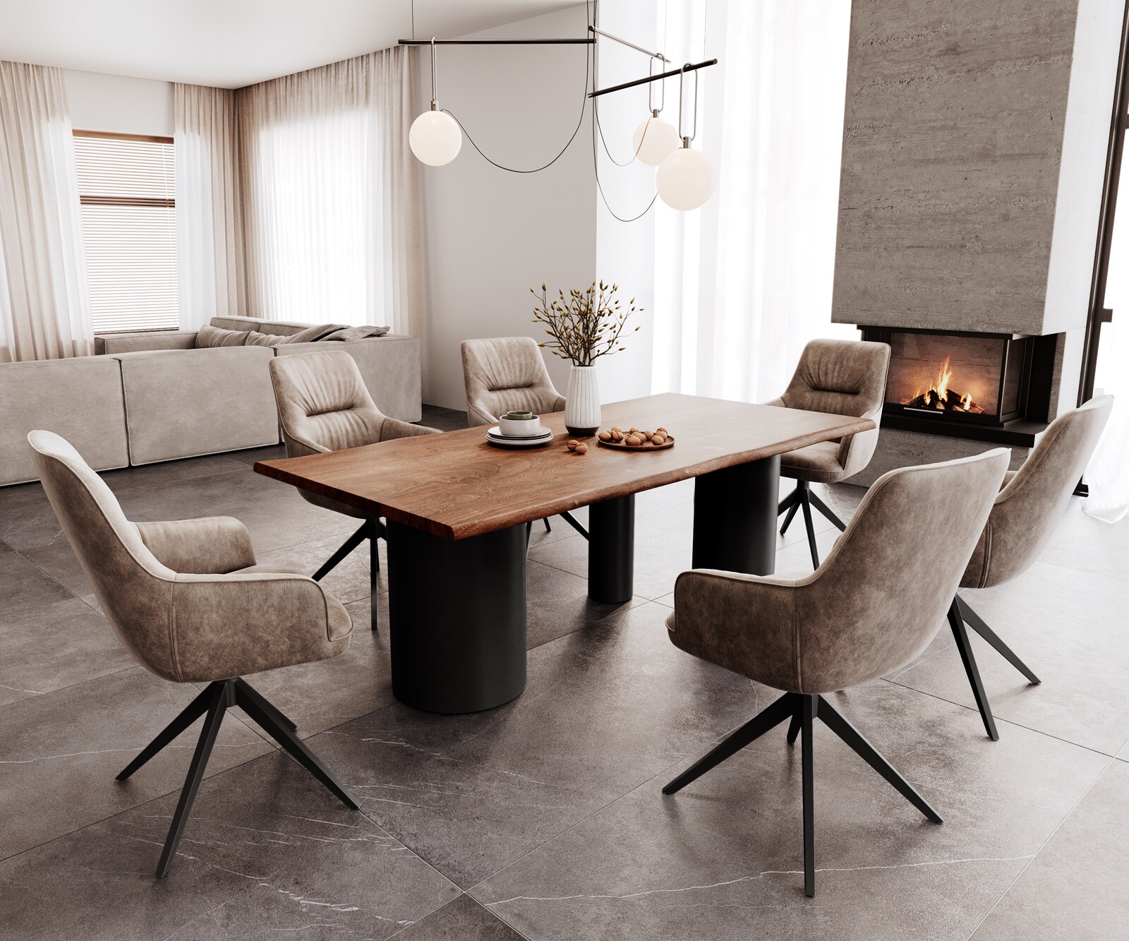 Esstisch Edge 200x100 Akazie Braun Troa Metall Schwarz Live-Edge 4