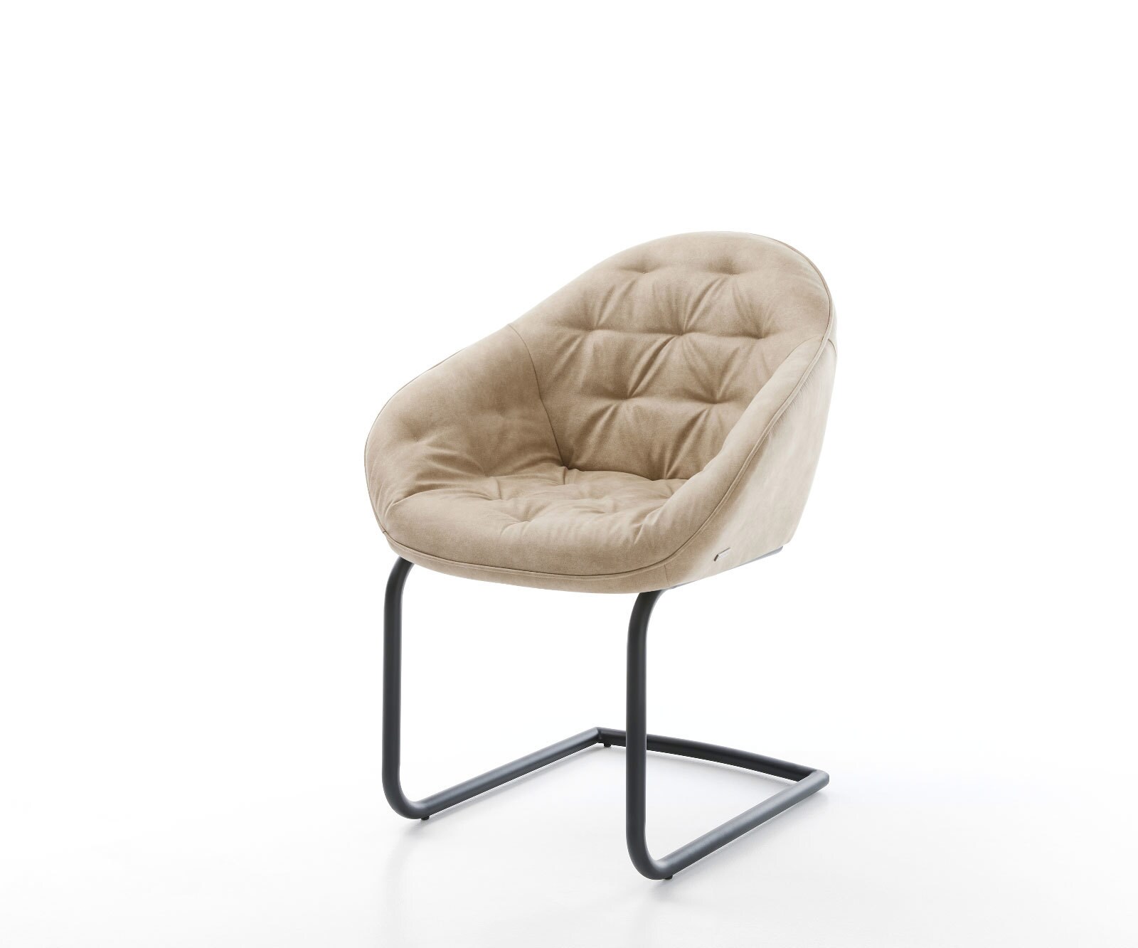 Freischwinger Gaio-Flex Mikrofaser Beige Vintage Freischwinger rund Schwarz günstig online kaufen