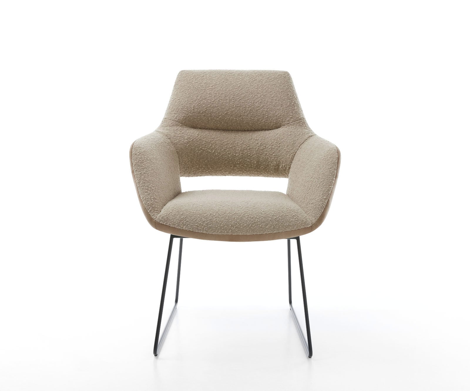 Esszimmerstuhl Yago-Flex mit Armlehnen Materialmix Schlamm Kufengestell Schwarz Taschenfederkern 1 Esszimmerstuhl Yago-Flex mit Armlehnen Materialmix Schlamm Kufengestell Schwarz Taschenfederkern 1