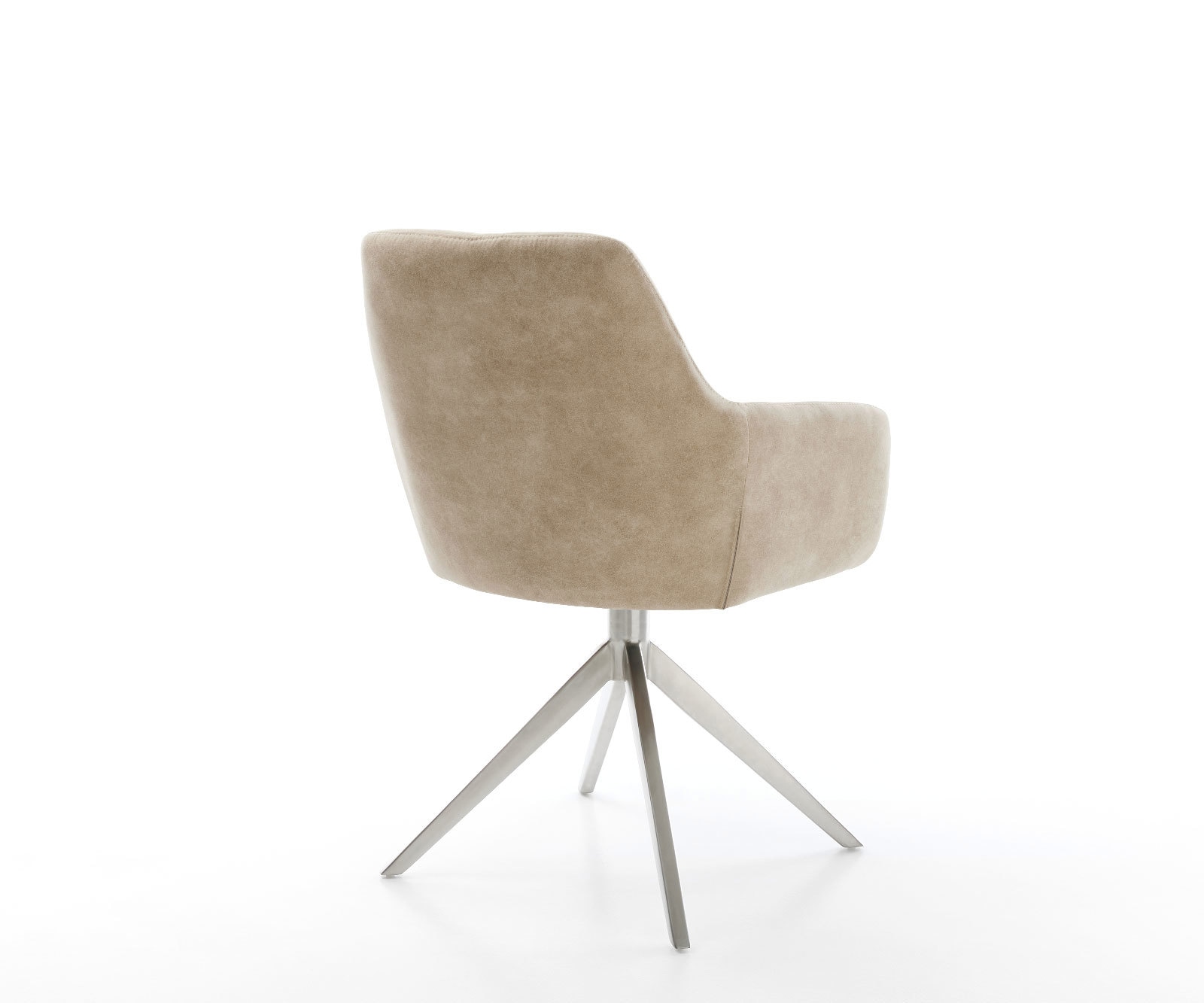 Drehstuhl Pejo-Flex Mikrofaser Beige Vintage Kreuzgestell breit Edelstahl 360° drehbar Wippfunktion Taschenfederkern 5