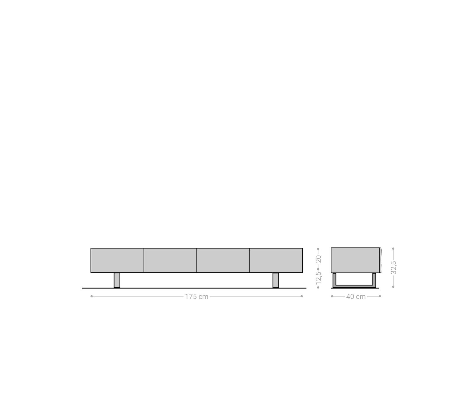 Lowboard New Live-Edge 175 cm Akazie Natur 4 Türen Kufe Metall Schwarz 6