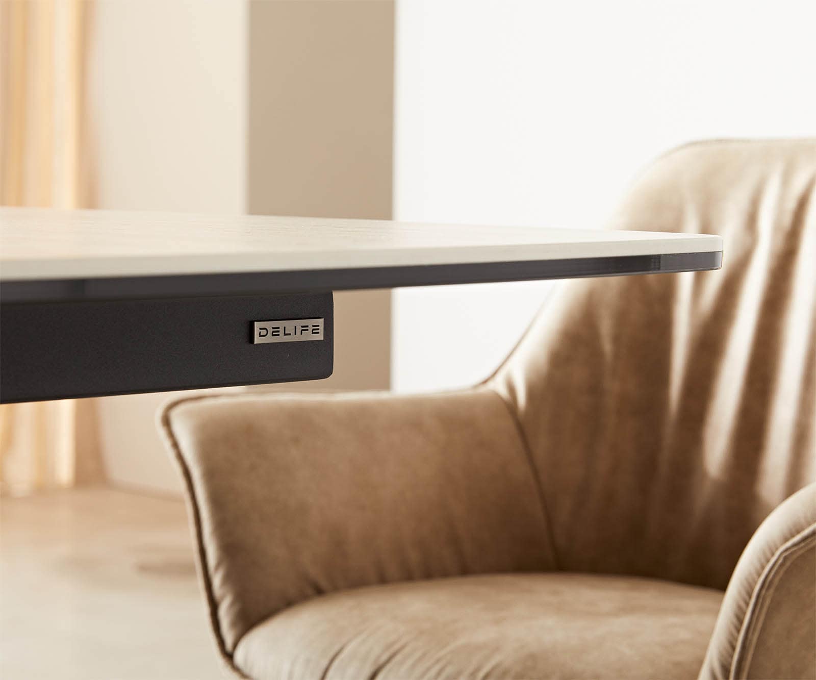 Esstisch Edge 180-220x100 Keramik Travertin Natur Spider Flachstahl Schwarz ausziehbar 7