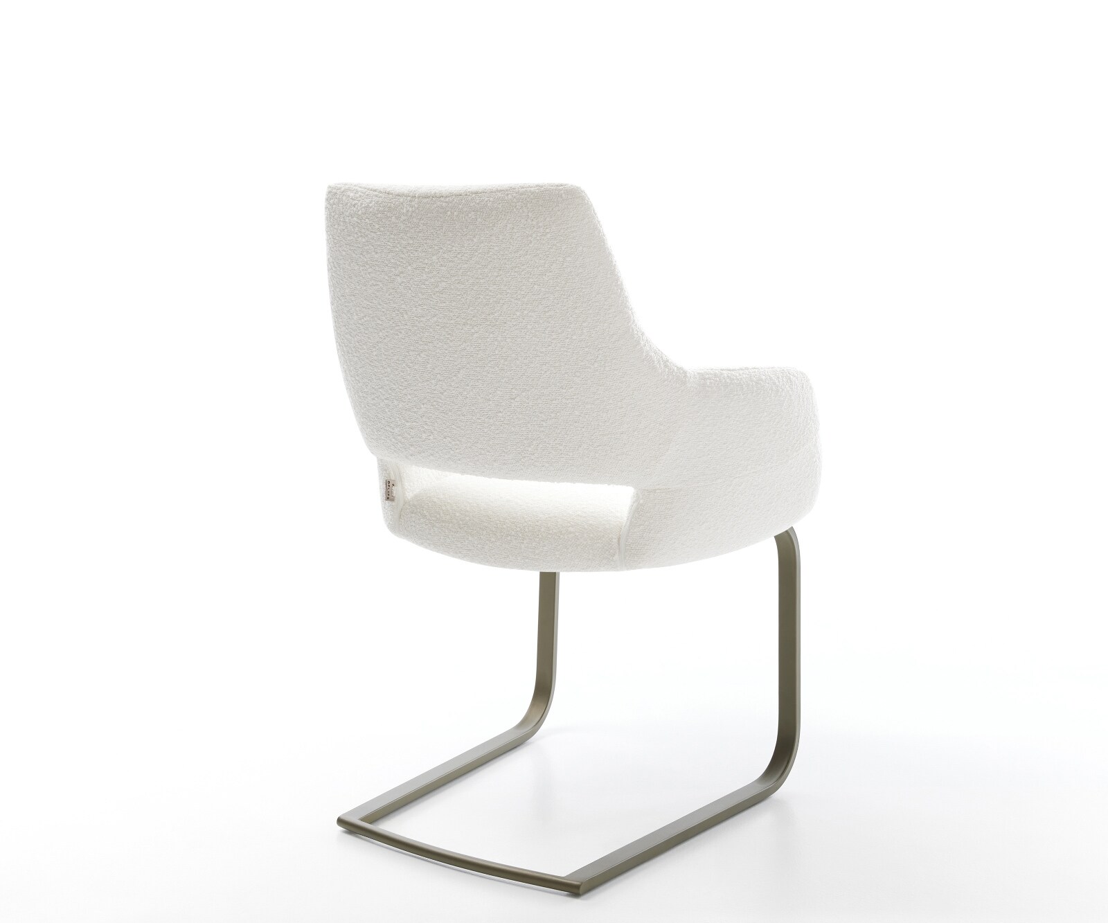 Freischwinger Yago-Flex mit Armlehnen Bouclé Creme-Weiß Freischwinger flach Effektfinish Titan Taschenfederkern 6