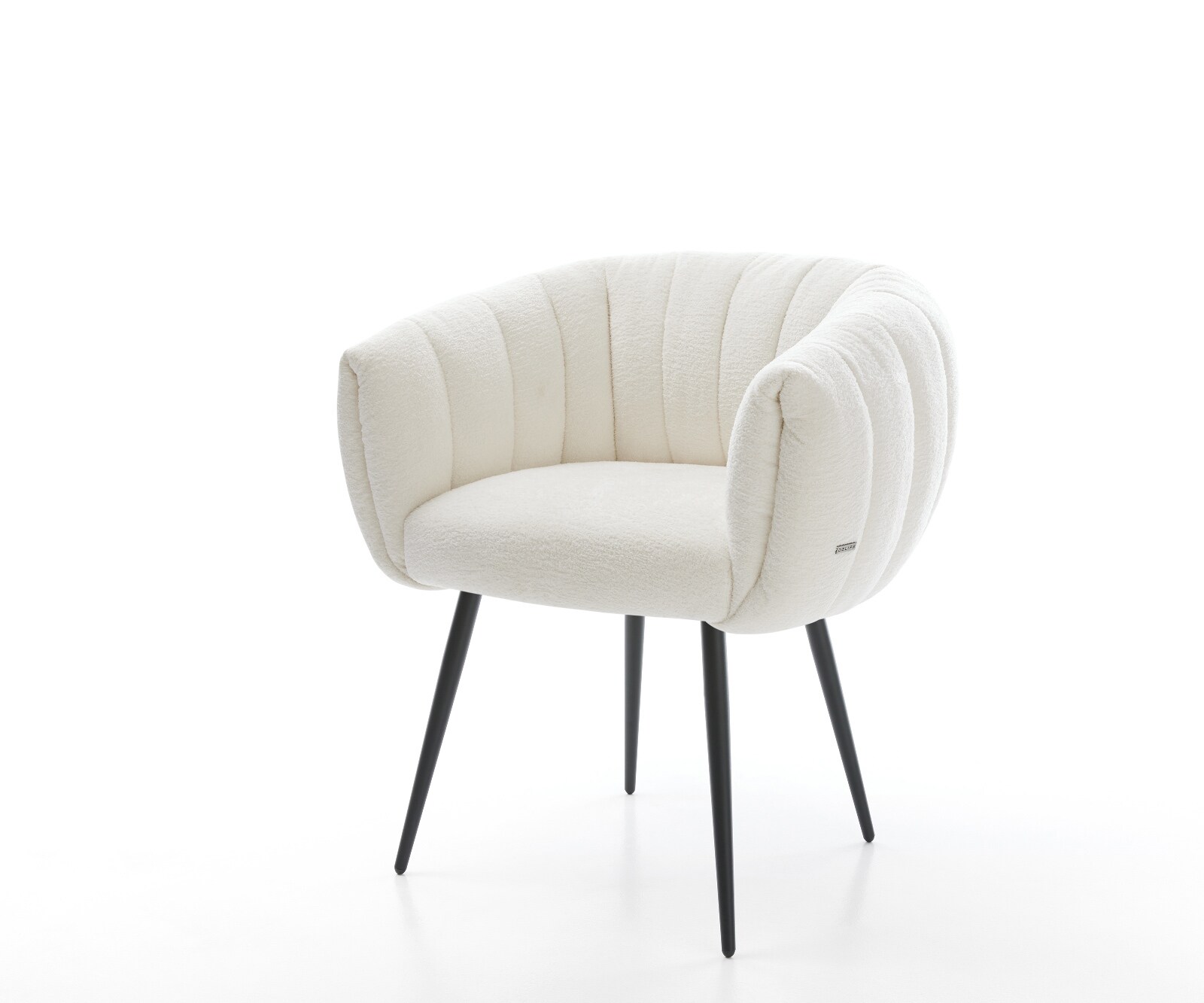 Esszimmerstuhl Jada-Flex Bouclé Soft Beige 4-Fuß konisch Schwarz Taschenfederkern 1