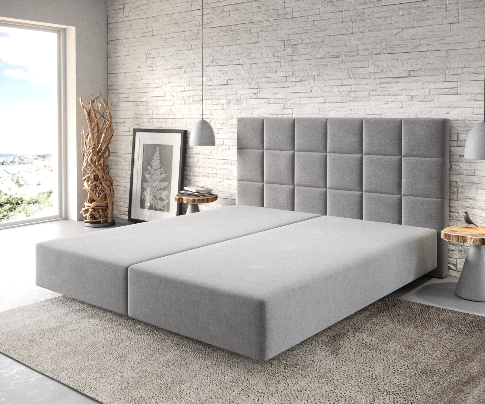 Boxspringgestell Dream-Fine 180x200 cm Mikrofaser Grau Boxspringgestell Dream-Fine 180x200 cm Mikrofaser Grau