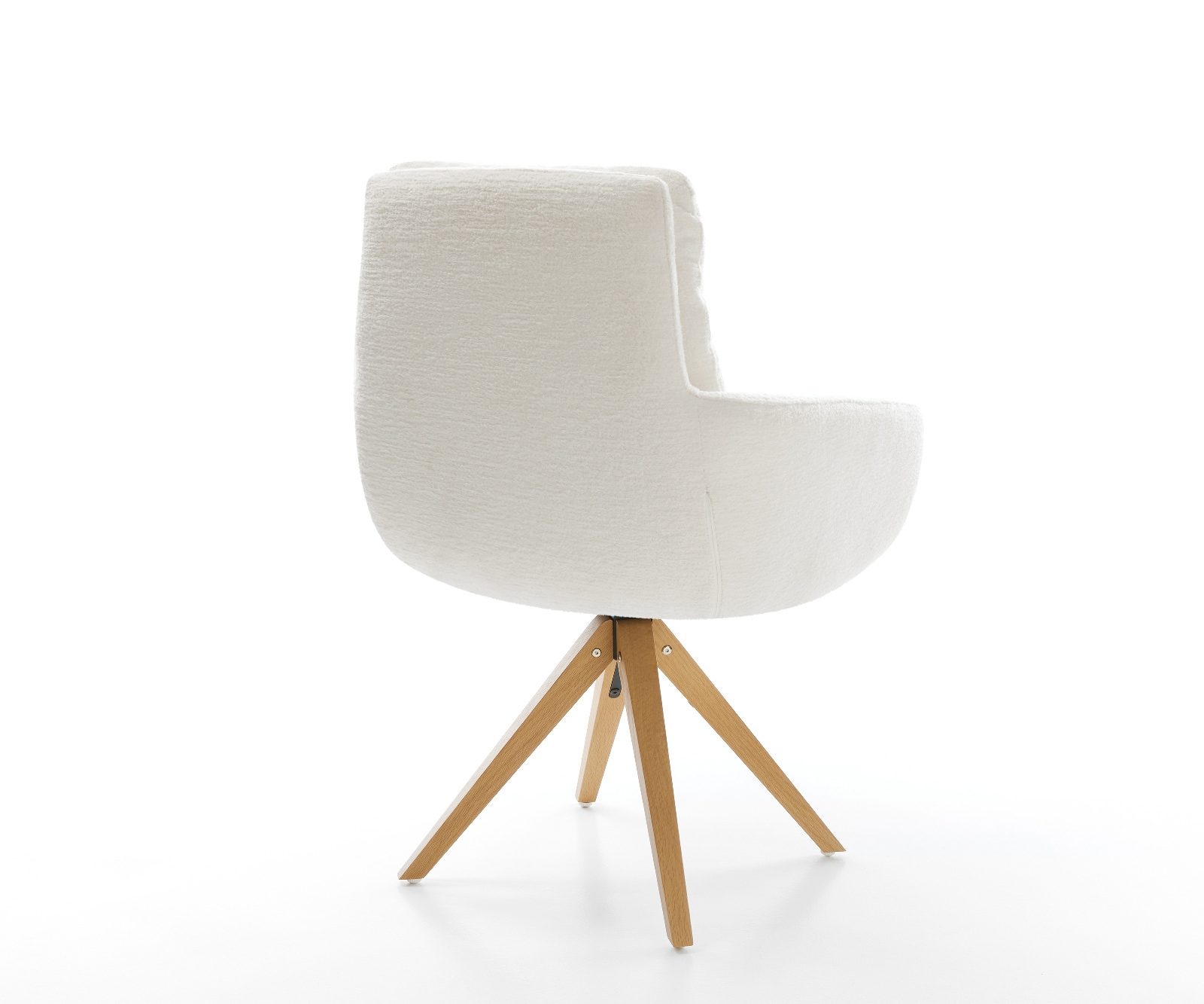 Drehstuhl Abelia-Flex mit Armlehnen Bouclé Soft Beige Holzgestell kantig Natur 360° drehbar 4