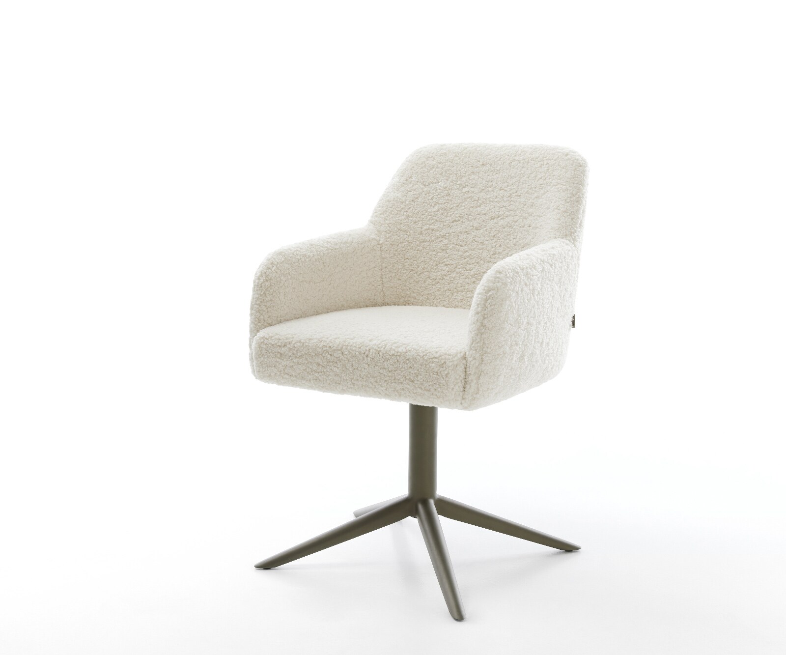 Drehstuhl Greg-Flex Teddystoff Beige Fußkreuz Effektfinish Titan 360° drehbar Wippfunktion Taschenfederkern 1