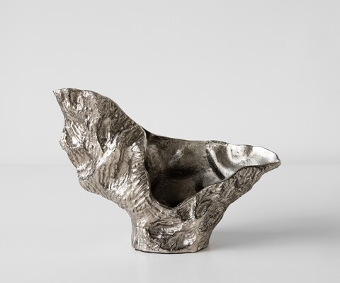 Vase Alaris B44 x T13 x H31 cm Aluminium Platin Handgemacht
