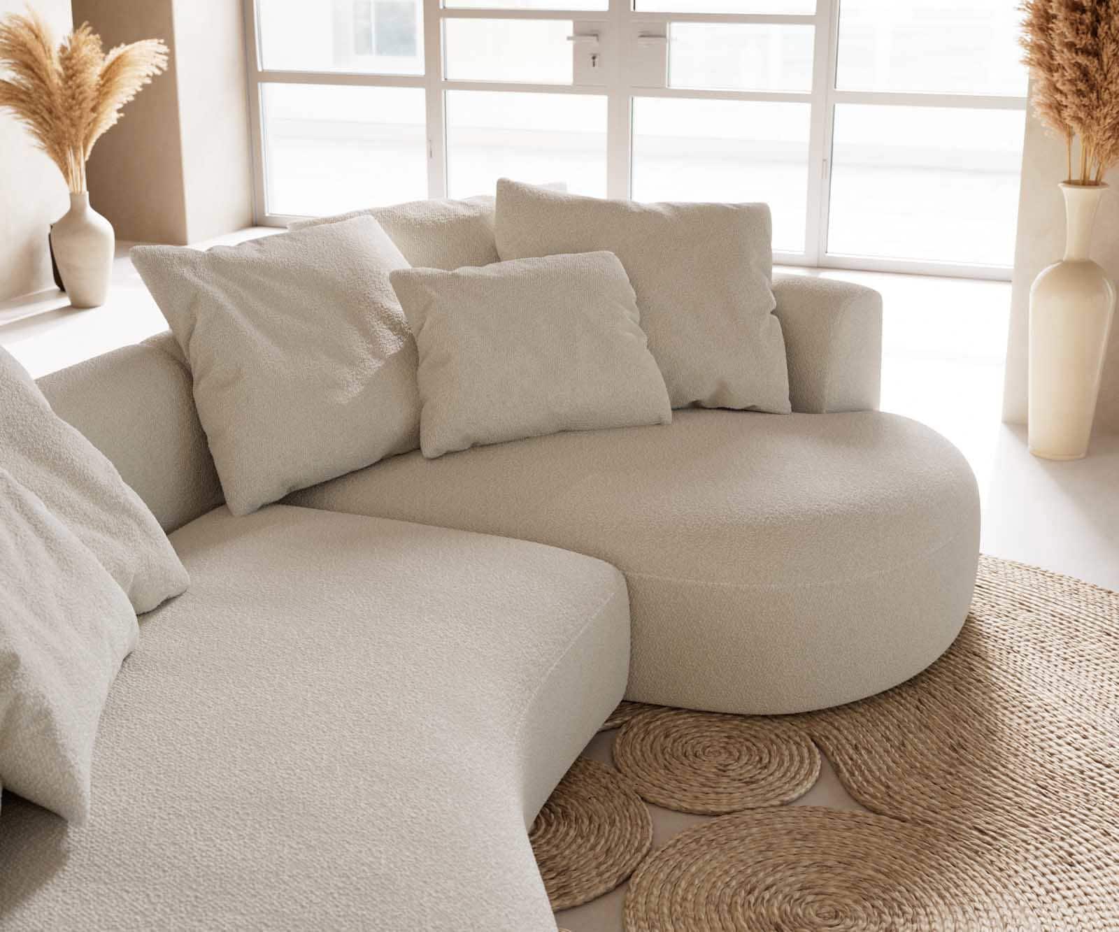 Big-Sofa Edina Bouclé Creme-Weiß 330x170 cm