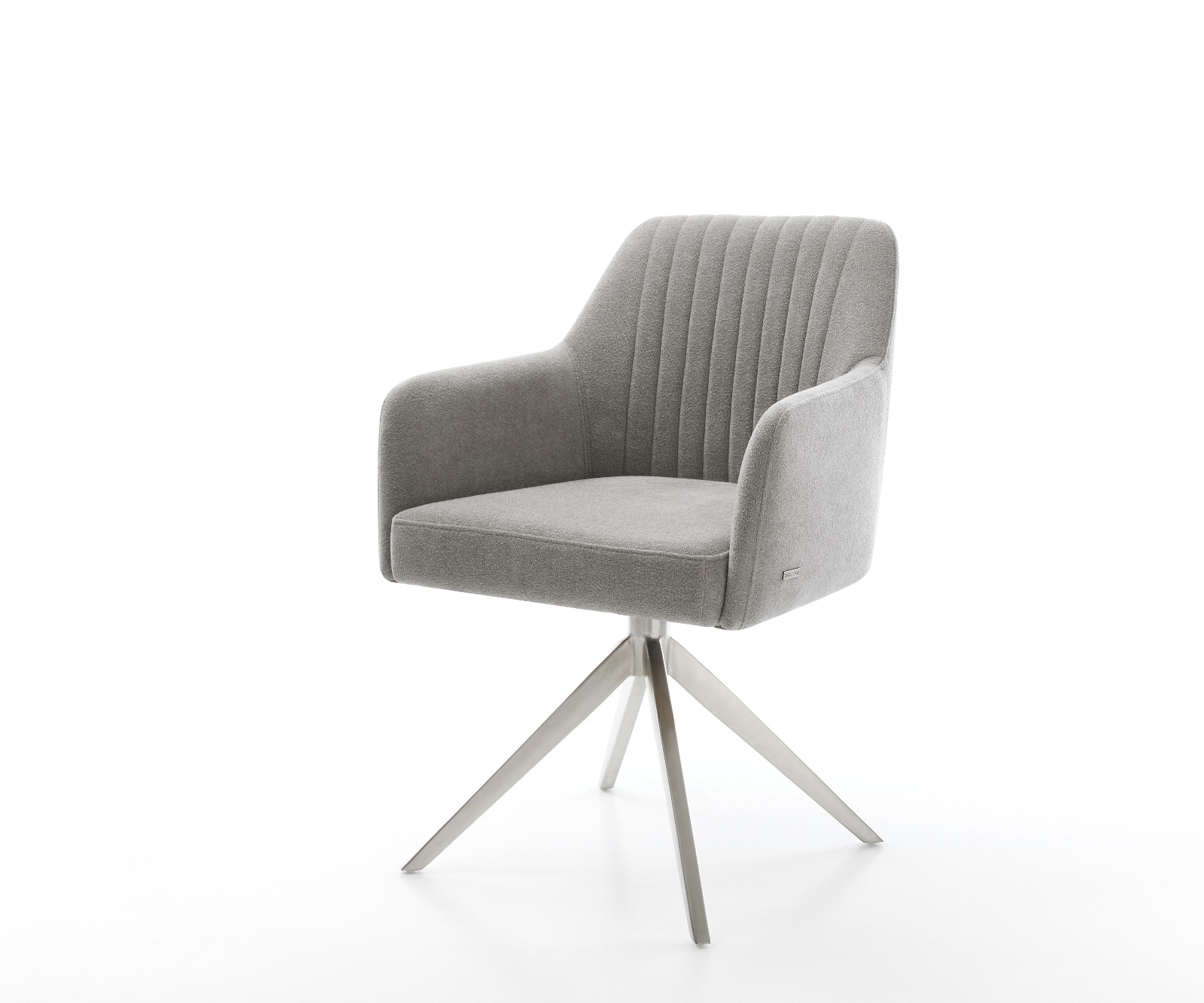 Drehstuhl Greg-Flex Strukturstoff Soft Grau Kreuzgestell breit Edelstahl 360° drehbar Wippfunktion Taschenfederkern 1