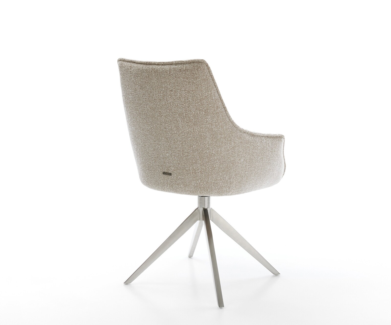 Drehstuhl Alja-Flex mit Armlehnen Webstoff Soft Beige Kreuzgestell breit Edelstahl 360° drehbar Wippfunktion Taschenfederkern 4