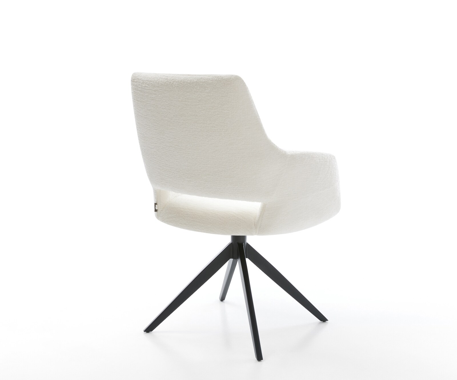 Drehstuhl Yago-Flex mit Armlehnen Bouclé Soft Beige Kreuzgestell breit Schwarz 360° drehbar Wippfunktion Taschenfederkern 4