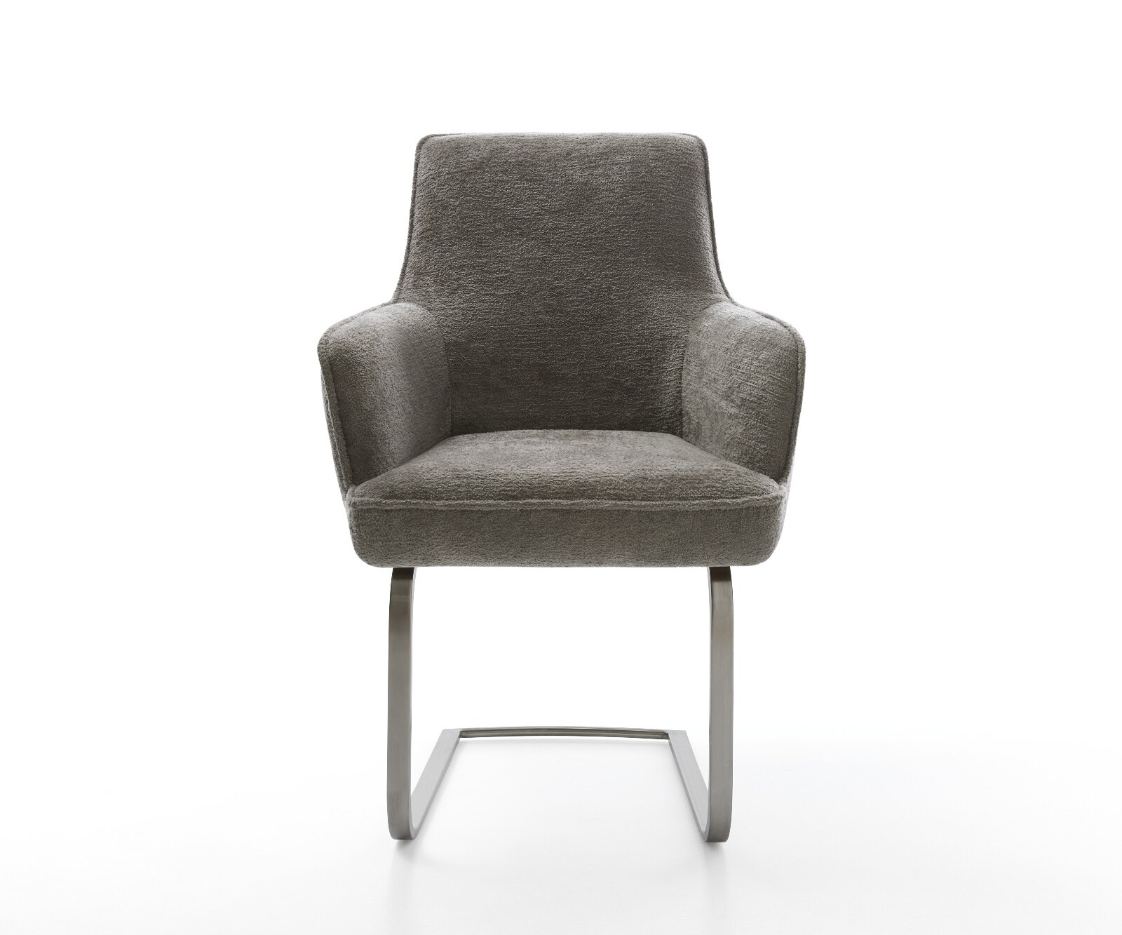 Freischwinger Heira-Flex mit Armlehnen Bouclé Soft Schlamm Freischwinger flach Graphit Taschenfederkern 1