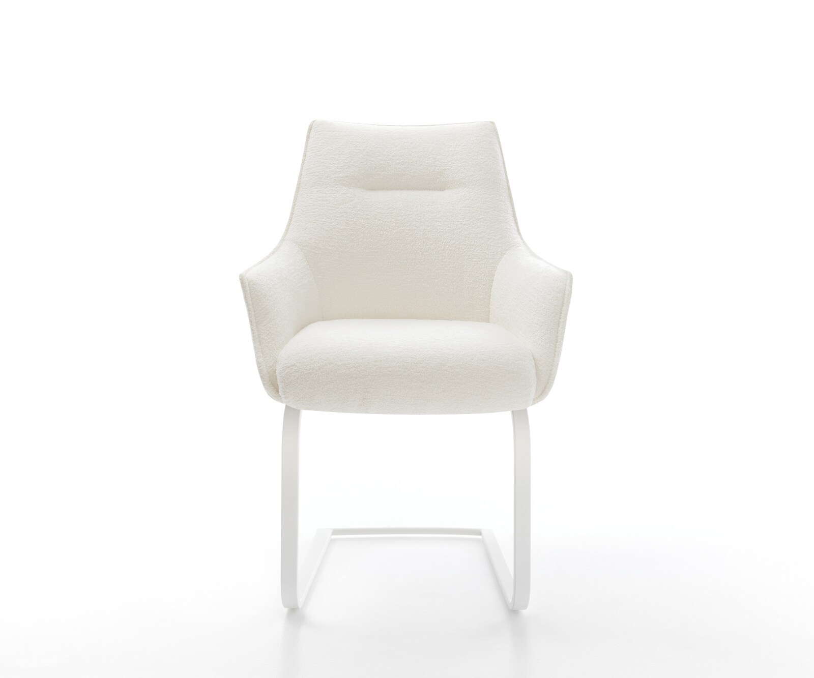 Freischwinger Alja-Flex mit Armlehnen Bouclé Soft Beige Freischwinger flach Weiß Taschenfederkern 1